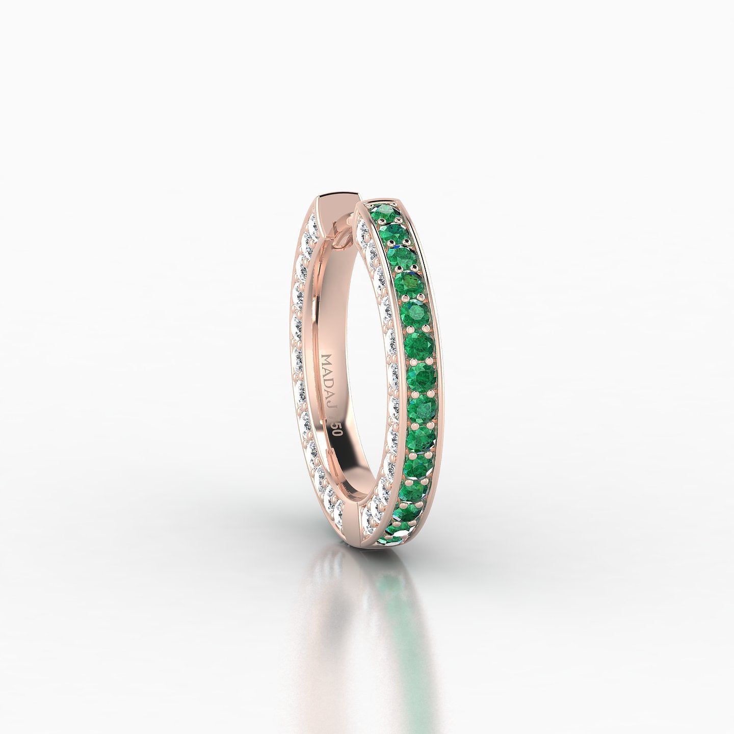 Damia | 18k Rose Gold 9.5 mm Emerald & Diamond Hoop Piercing