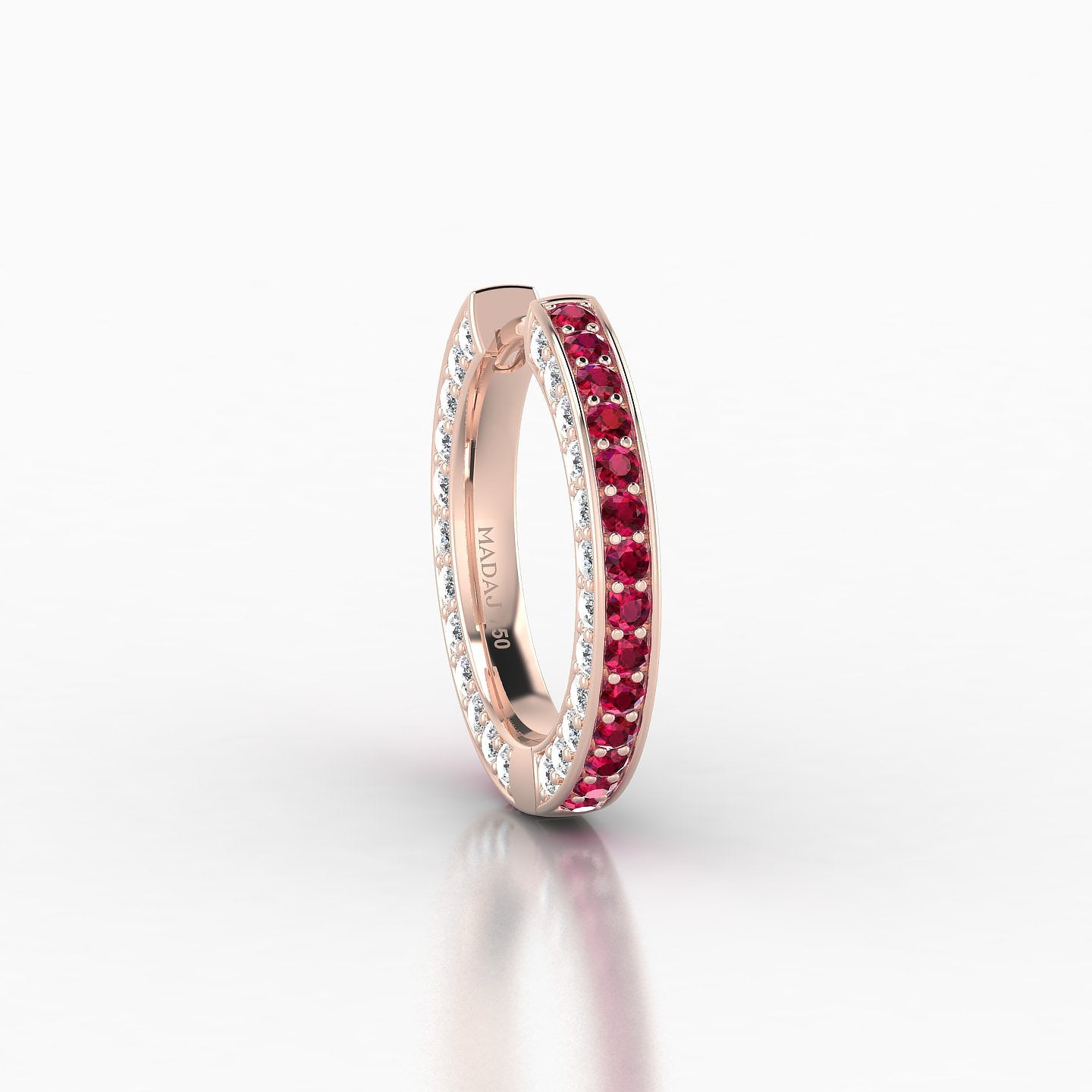 Damia | 18k Rose Gold 9.5 mm Ruby & Diamond Hoop Piercing