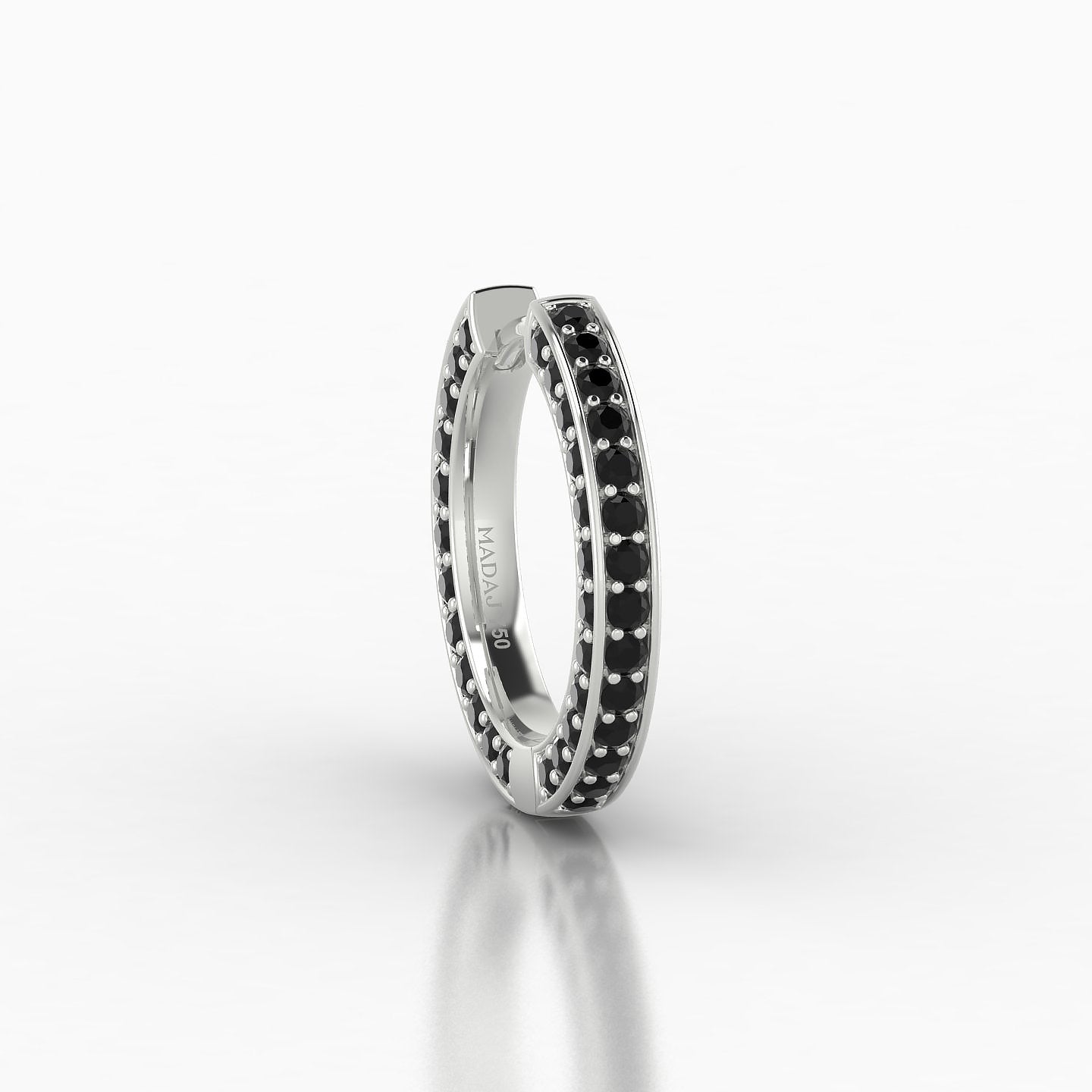 Damia | 18k White Gold 9.5 mm Black Diamond Hoop Piercing