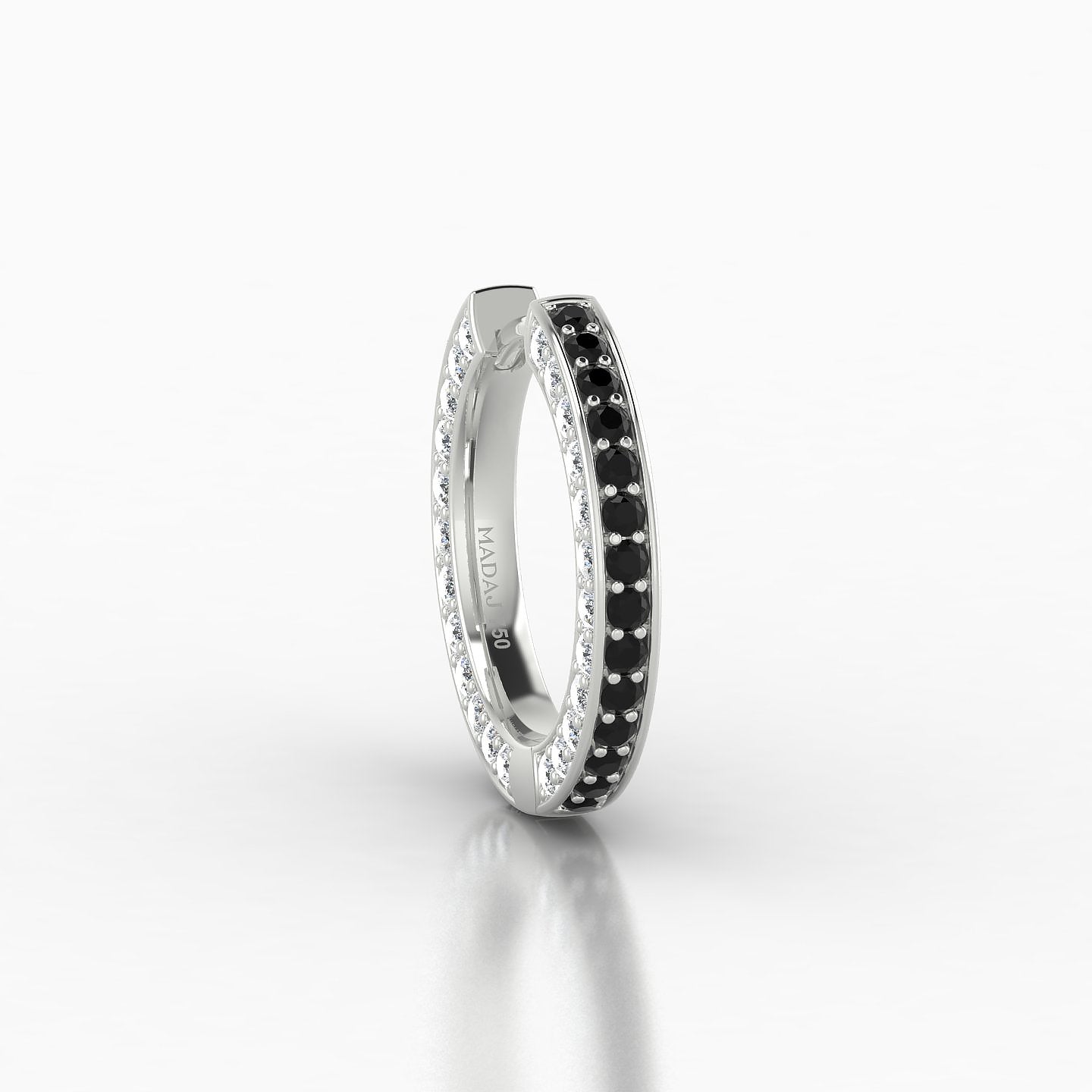 Damia | 18k White Gold 9.5 mm Black Diamond & Diamond Hoop Piercing