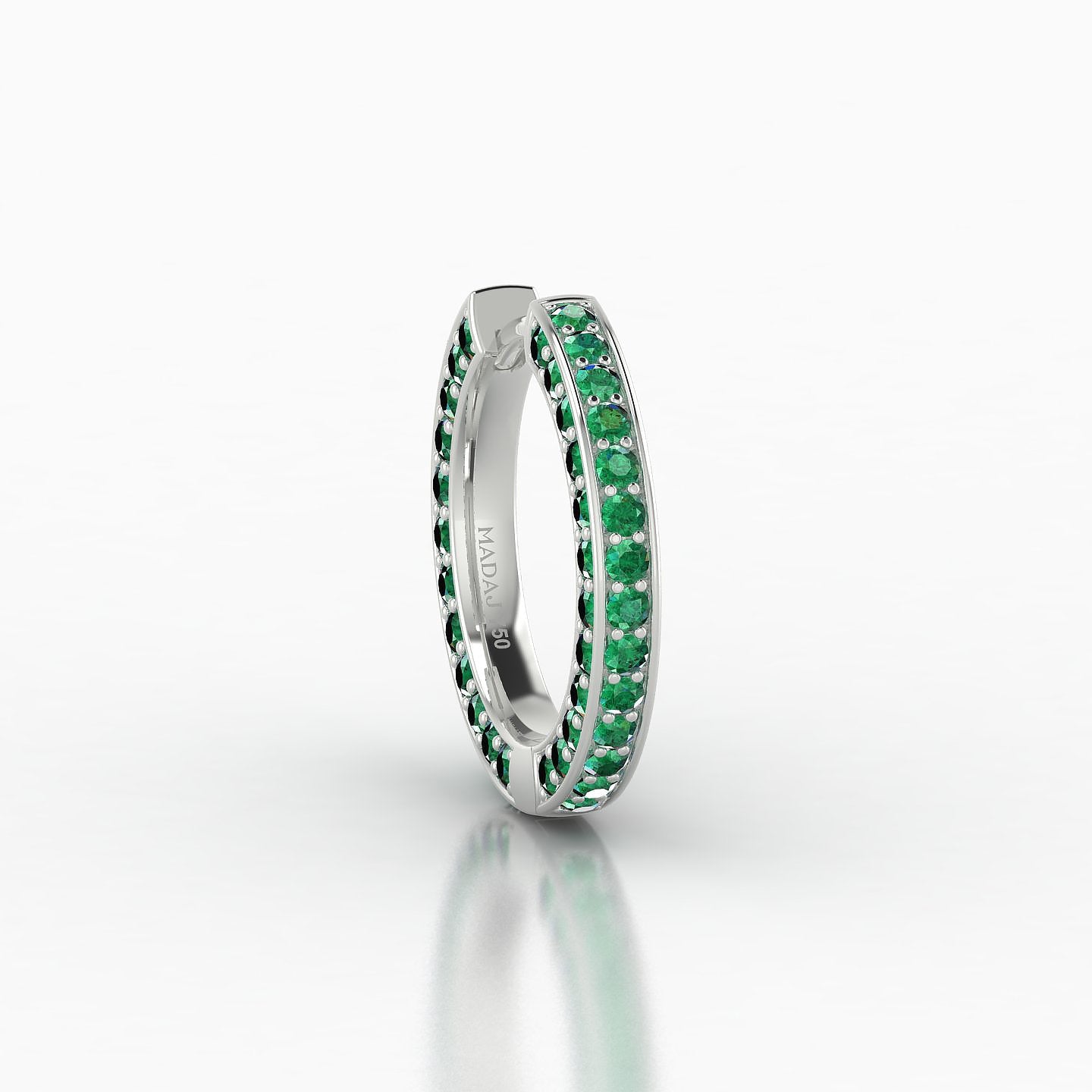 Damia | 18k White Gold 9.5 mm Emerald Hoop Piercing