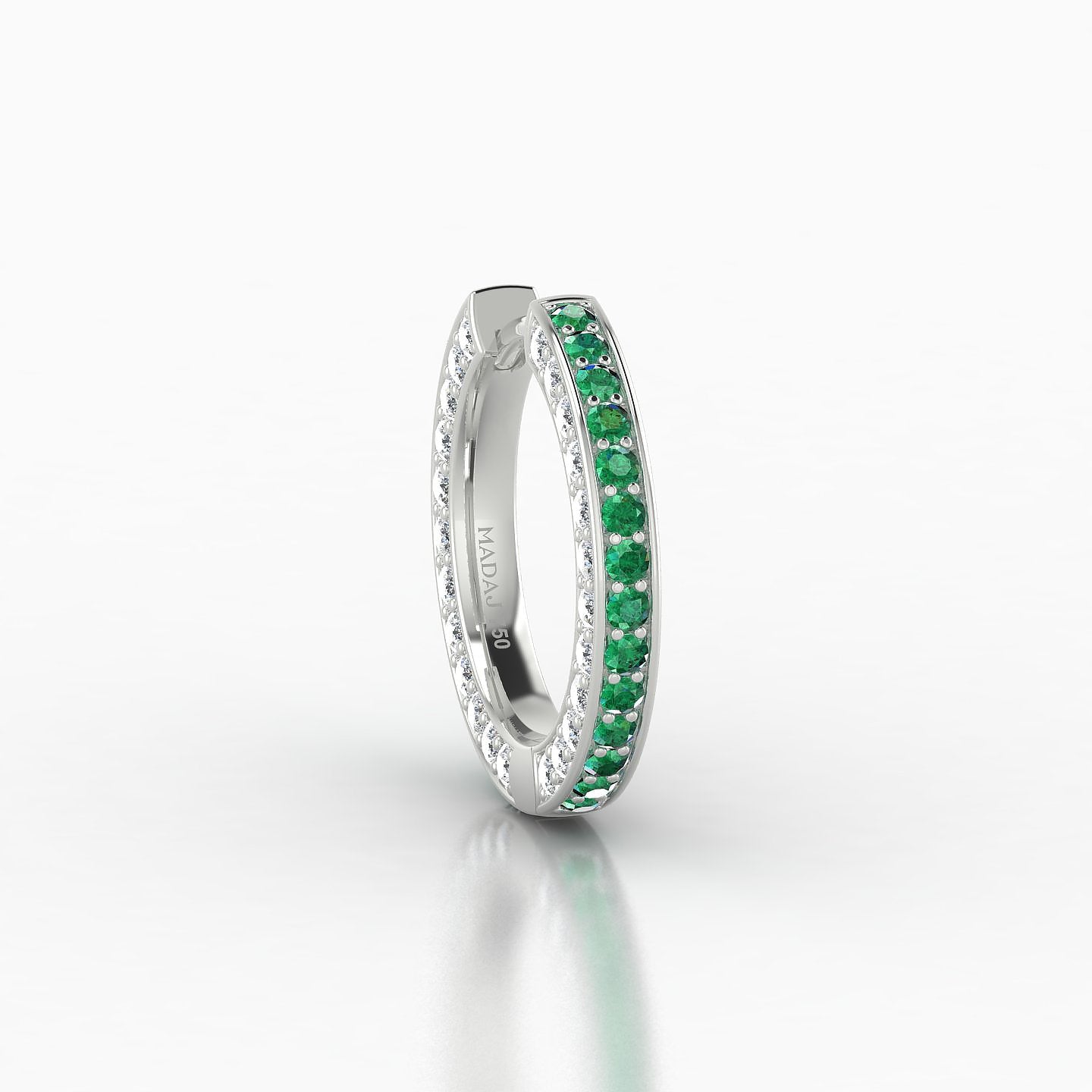 Damia | 18k White Gold 9.5 mm Emerald & Diamond Hoop Piercing