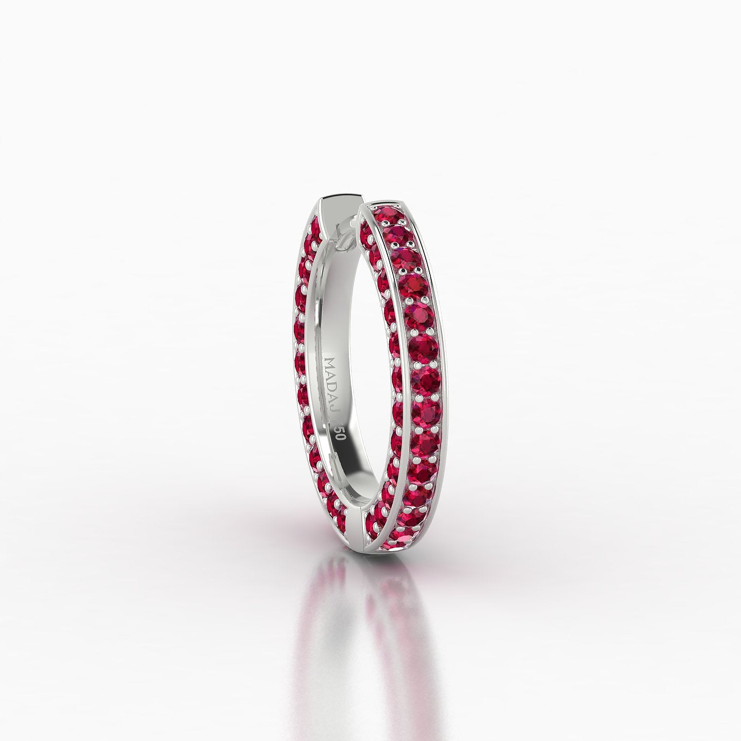 Damia | 18k White Gold 9.5 mm Ruby Hoop Piercing