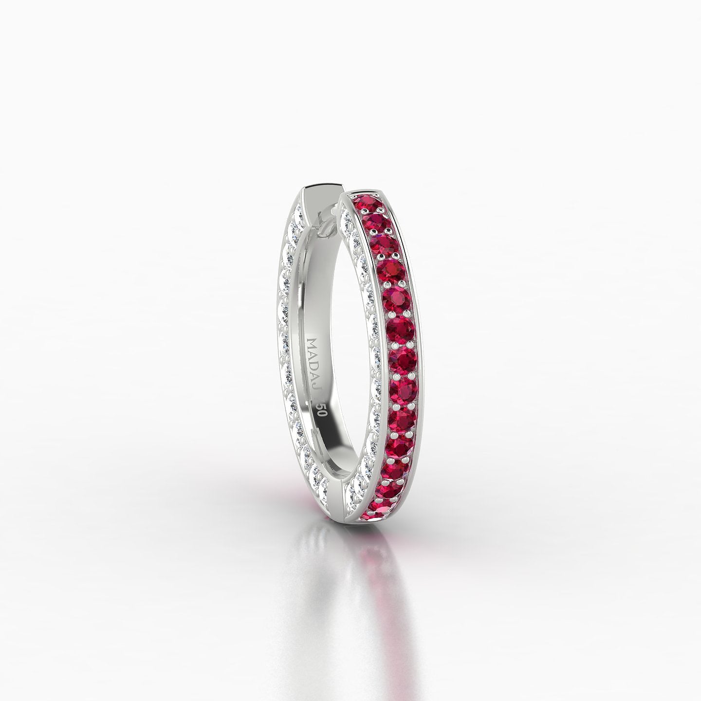 Damia | 18k White Gold 9.5 mm Ruby & Diamond Hoop Piercing