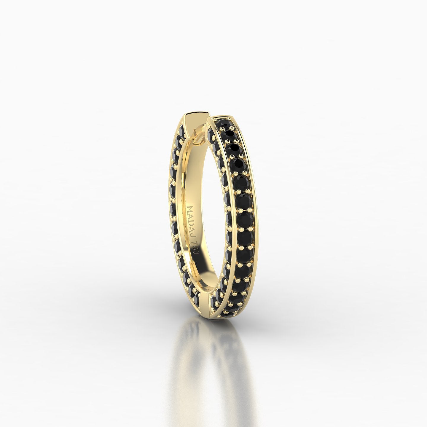 Damia | 18k Yellow Gold 9.5 mm Black Diamond Hoop Piercing