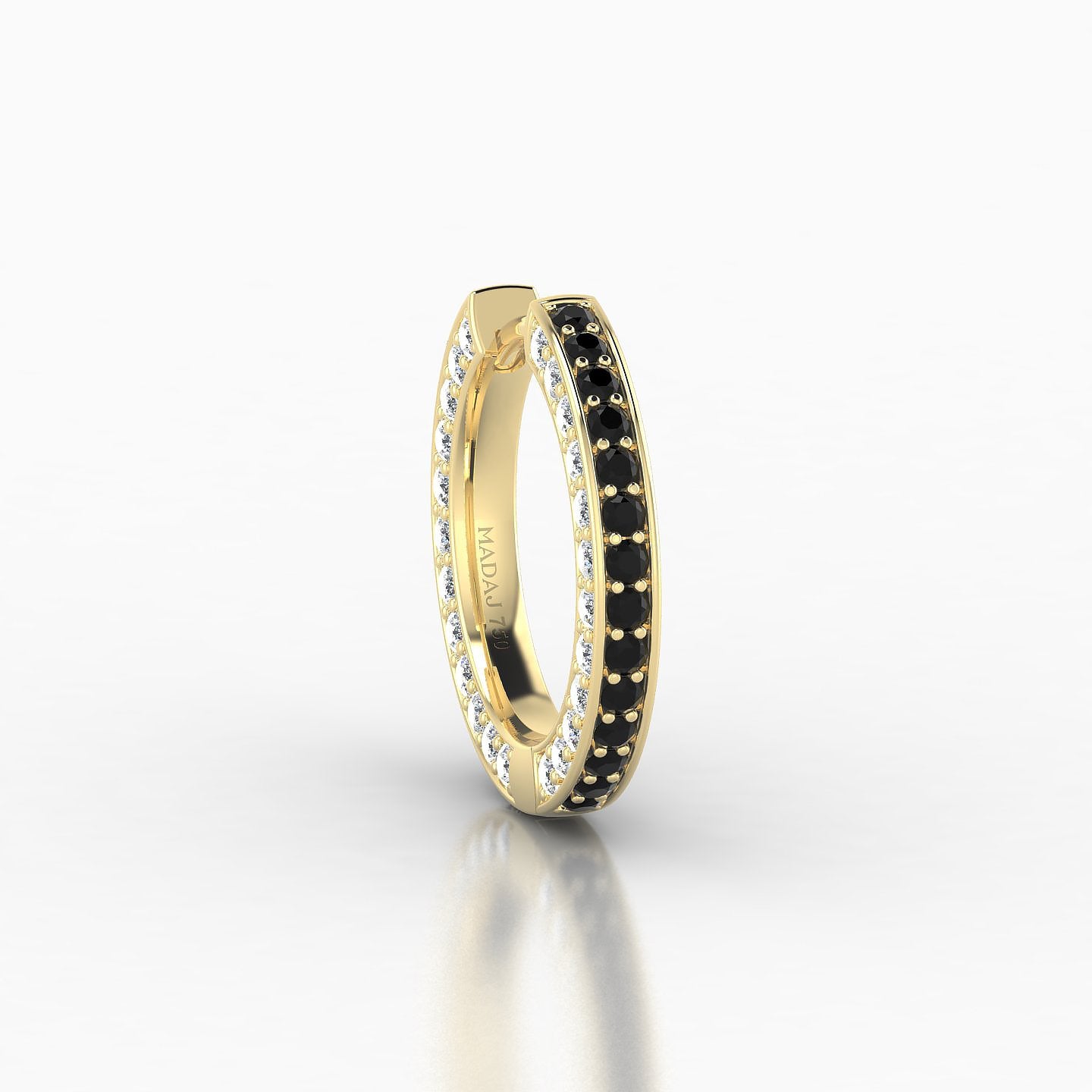 Damia | 18k Yellow Gold 9.5 mm Black Diamond & Diamond Hoop Piercing