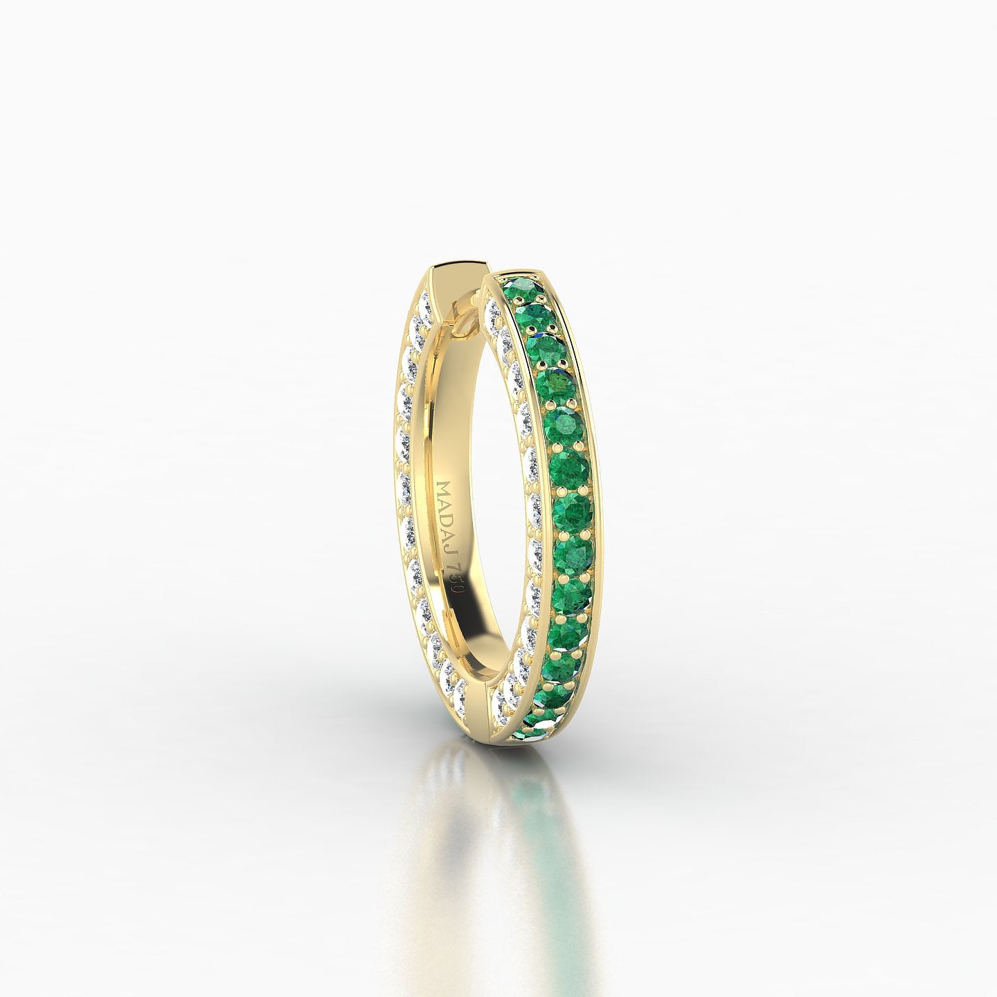 Damia | 18k Yellow Gold 9.5 mm Emerald & Diamond Hoop Piercing