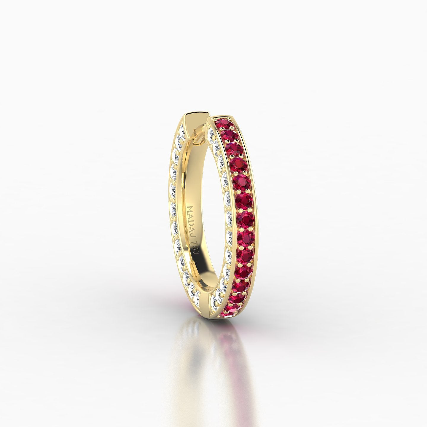 Damia | 18k Yellow Gold 9.5 mm Ruby & Diamond Hoop Piercing