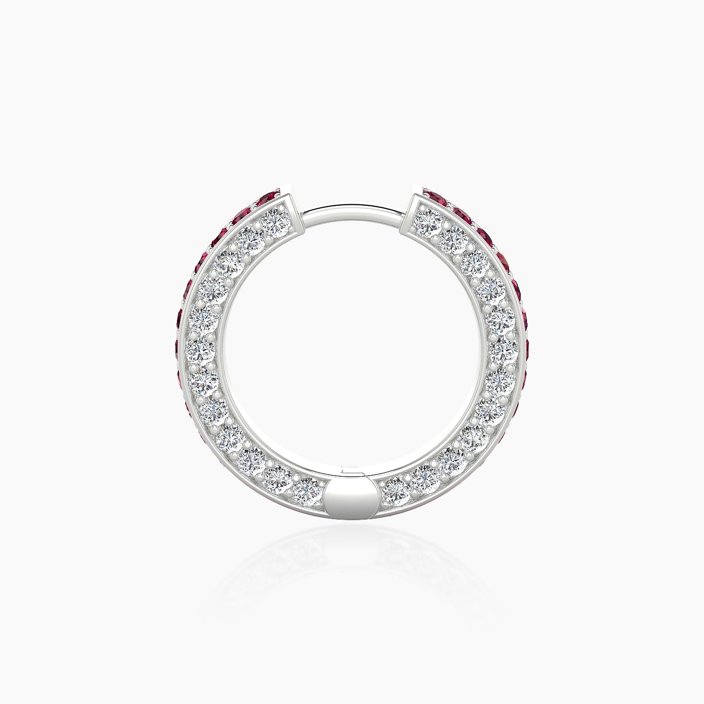 Damia | 18k White Gold 9.5 mm Ruby & Diamond Hoop Piercing