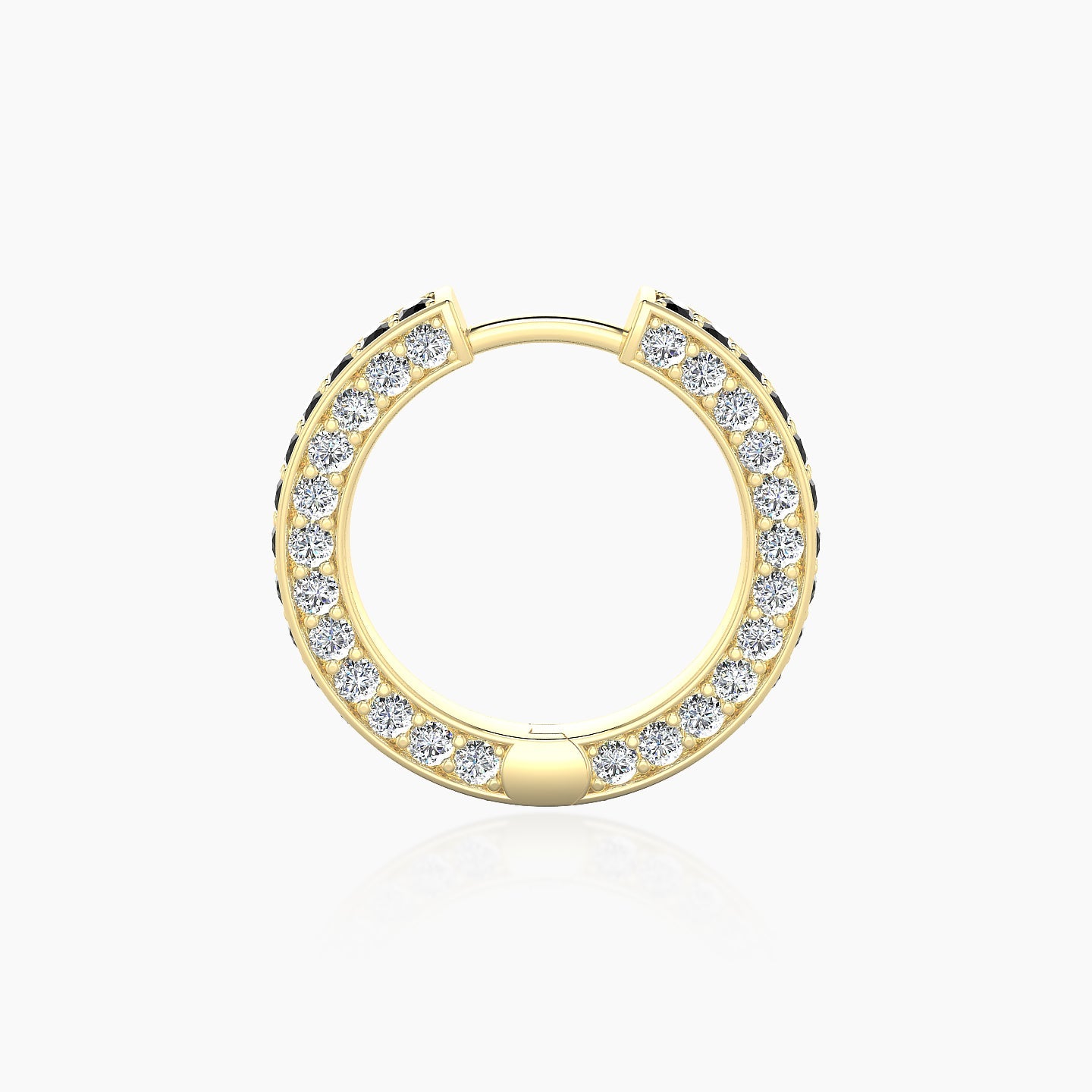 Damia | 18k Yellow Gold 9.5 mm Black Diamond & Diamond Hoop Piercing