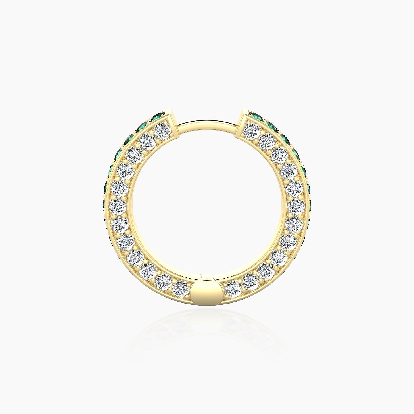 Damia | 18k Yellow Gold 9.5 mm Emerald & Diamond Hoop Piercing