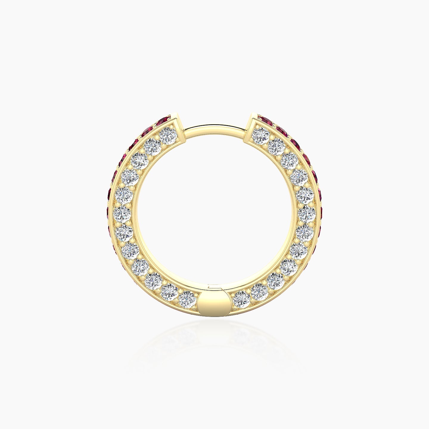 Damia | 18k Yellow Gold 9.5 mm Ruby & Diamond Hoop Piercing