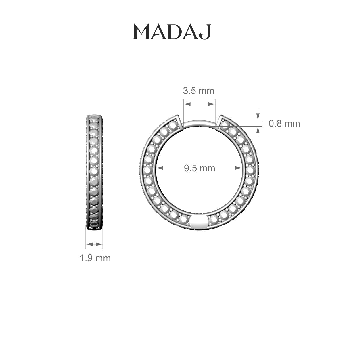Damia | 18k Rose Gold 9.5 mm Pink Sapphire & Diamond Hoop Piercing