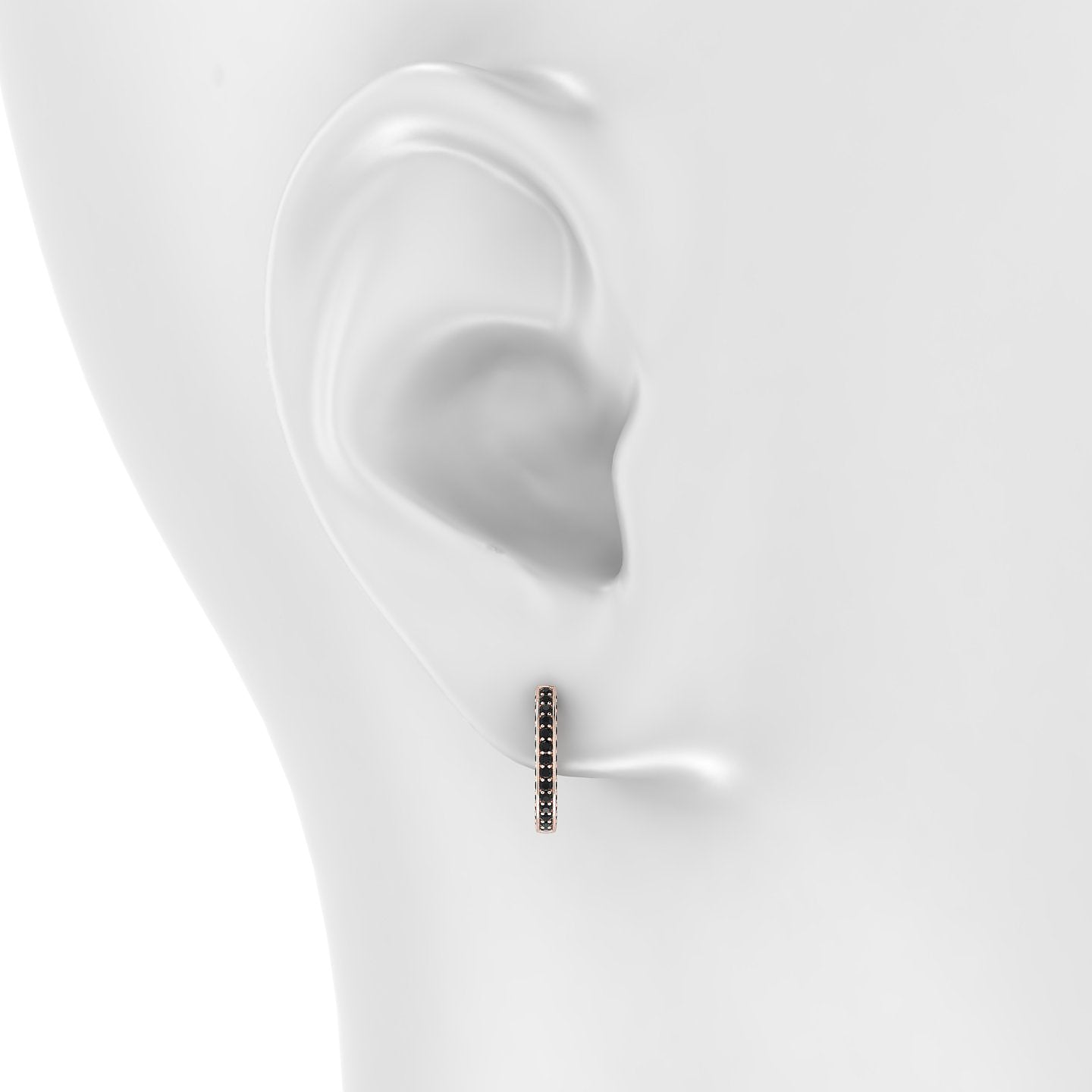 Damia | 18k Rose Gold 9.5 mm Black Diamond Hoop Piercing