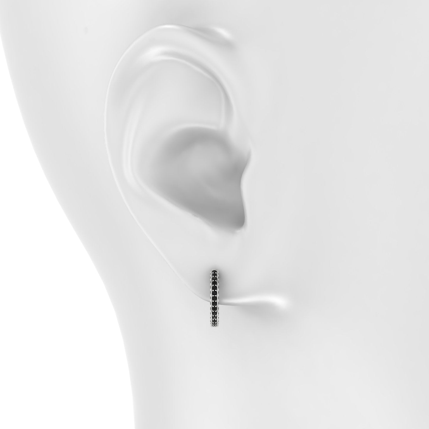 Damia | 18k White Gold 9.5 mm Black Diamond Hoop Piercing