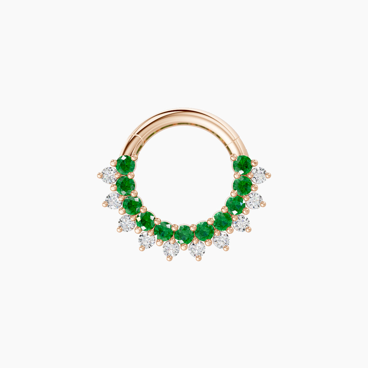 Danae | 18k Rose Gold 6.5 mm Emerald & Diamond Daith Piercing