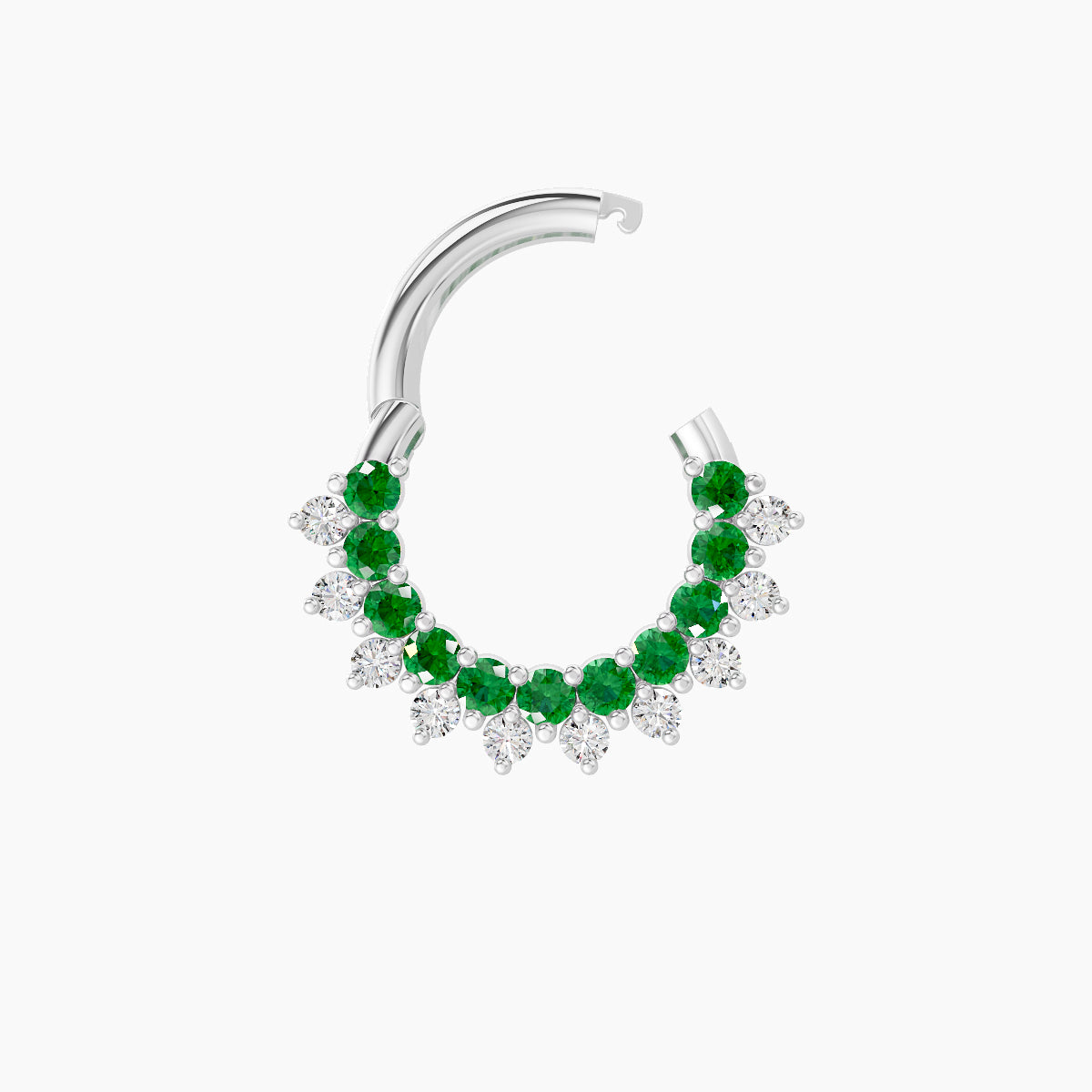 Danae | 18k White Gold 6.5 mm Emerald & Diamond Daith Piercing