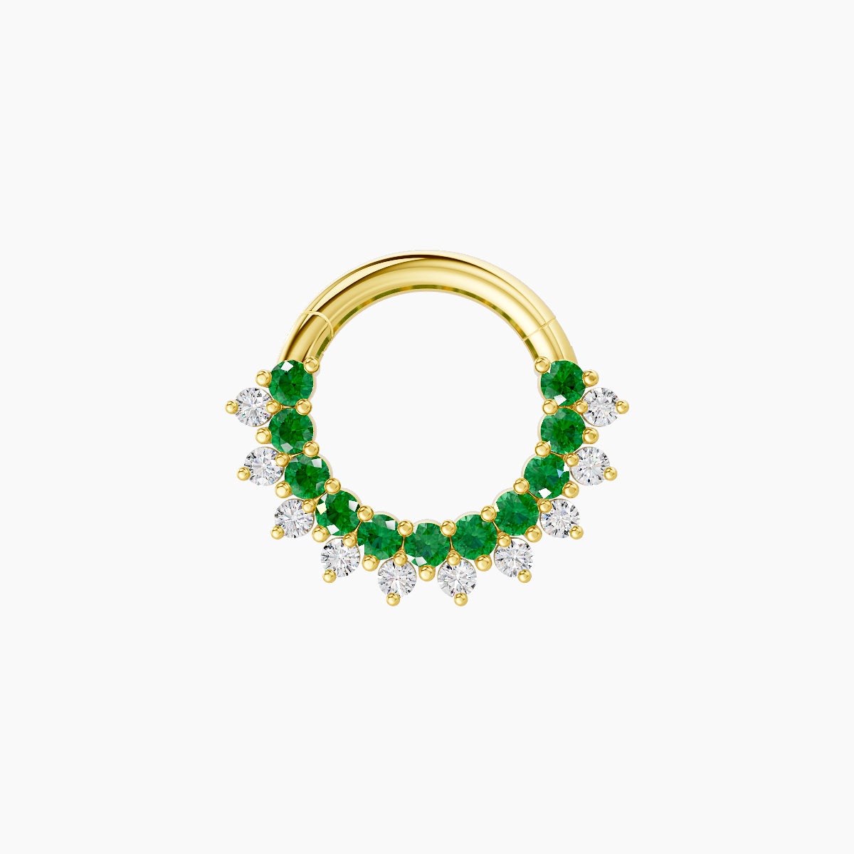 Danae | 18k Yellow Gold 6.5 mm Emerald & Diamond Daith Piercing