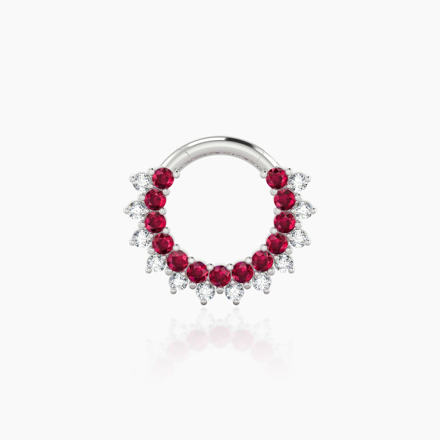 Danae | 18k White Gold 6.5 mm Ruby & Diamond Daith Piercing