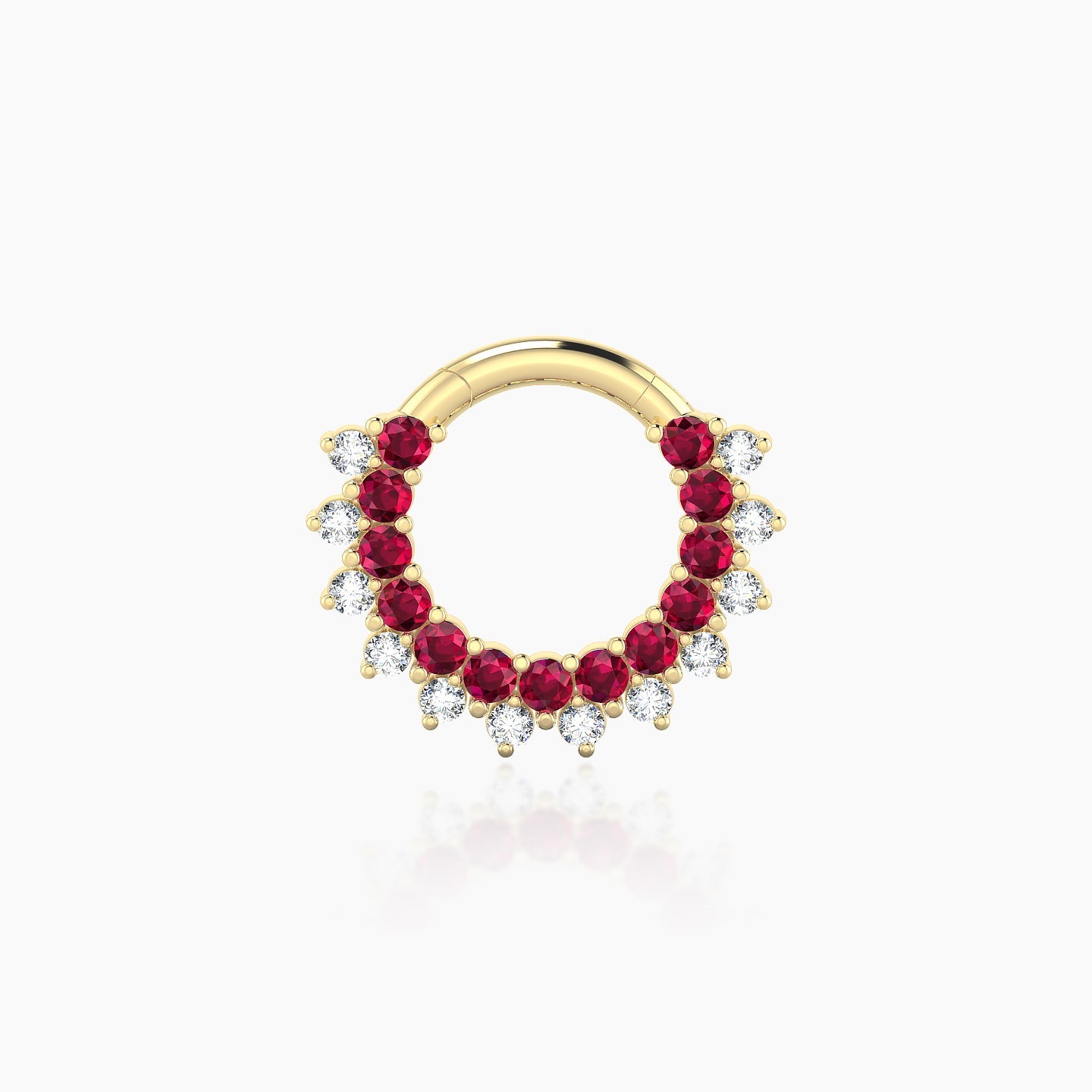 Danae | 18k Yellow Gold 6.5 mm Ruby & Diamond Daith Piercing