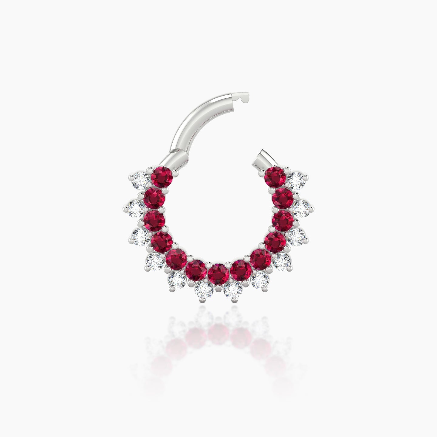 Danae | 18k White Gold 6.5 mm Ruby & Diamond Daith Piercing