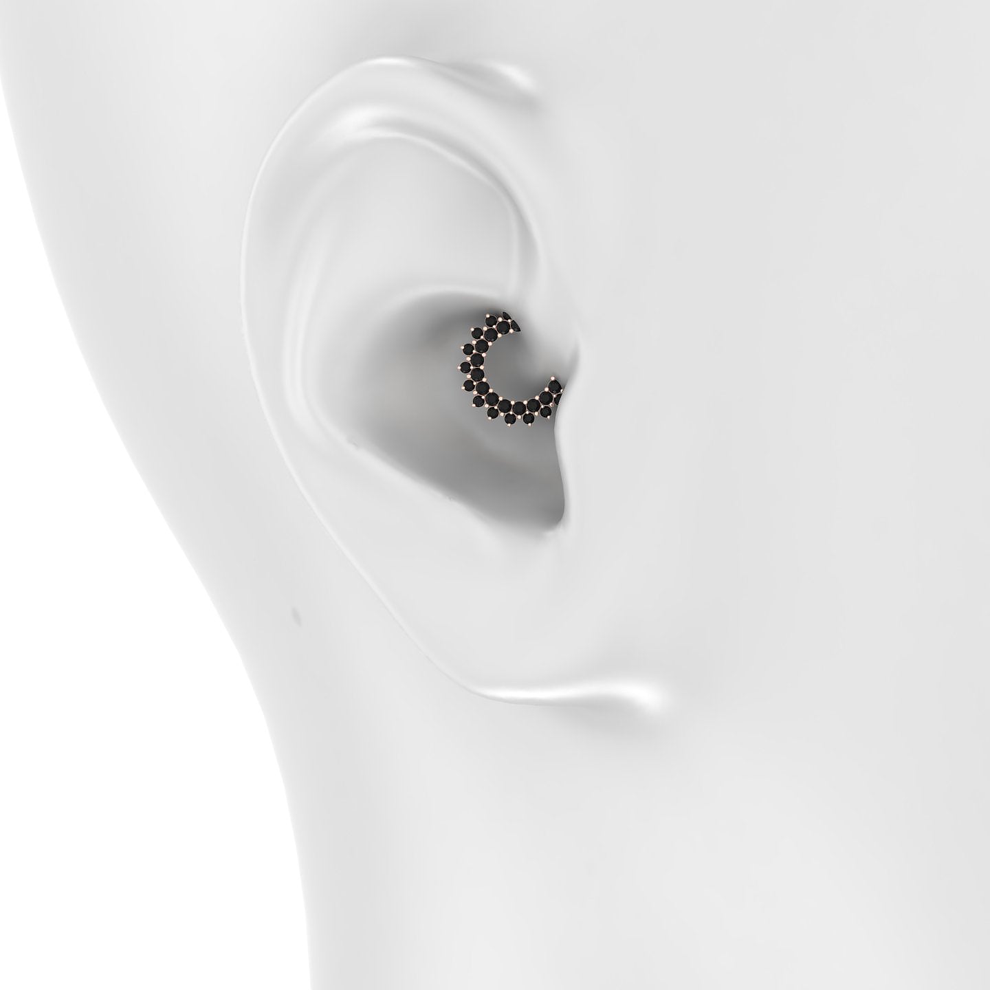 Danae | 18k Rose Gold 6.5 mm Black Diamond Daith Piercing