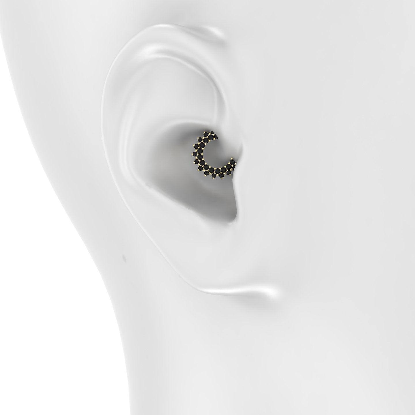 Danae | 18k Yellow Gold 6.5 mm Black Diamond Daith Piercing