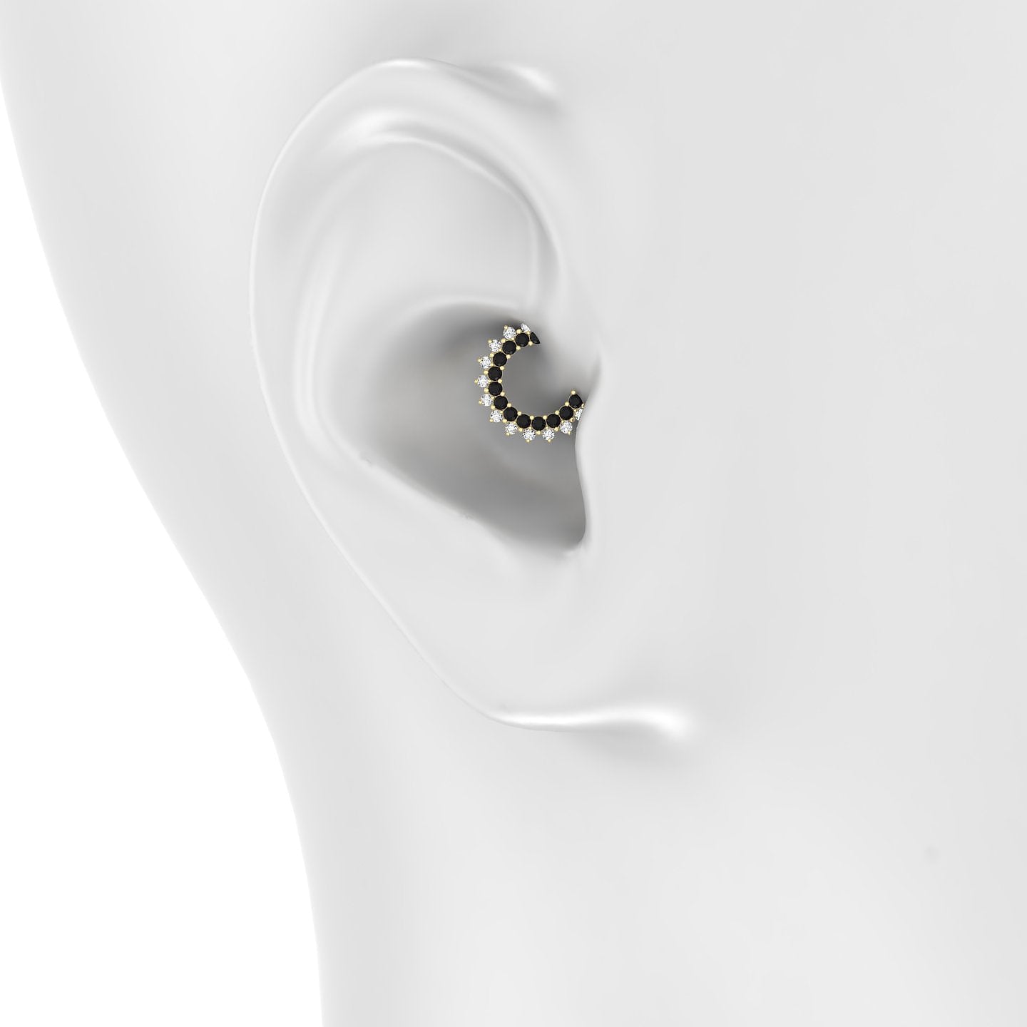 Danae | 18k Yellow Gold 6.5 mm Black Diamond & Diamond Daith Piercing