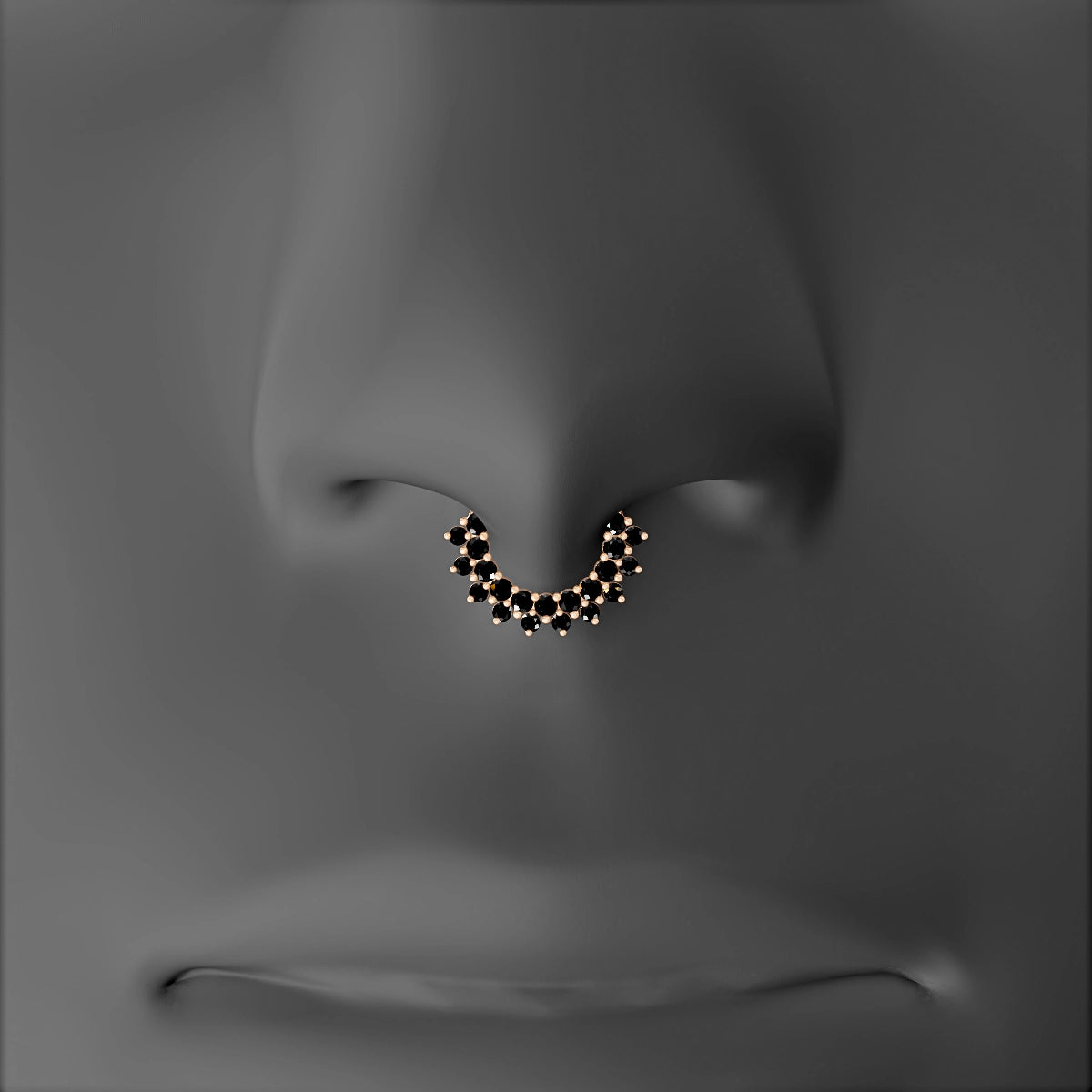 Danae | 18k Rose Gold 6.5 mm Black Diamond & Diamond Septum Piercing