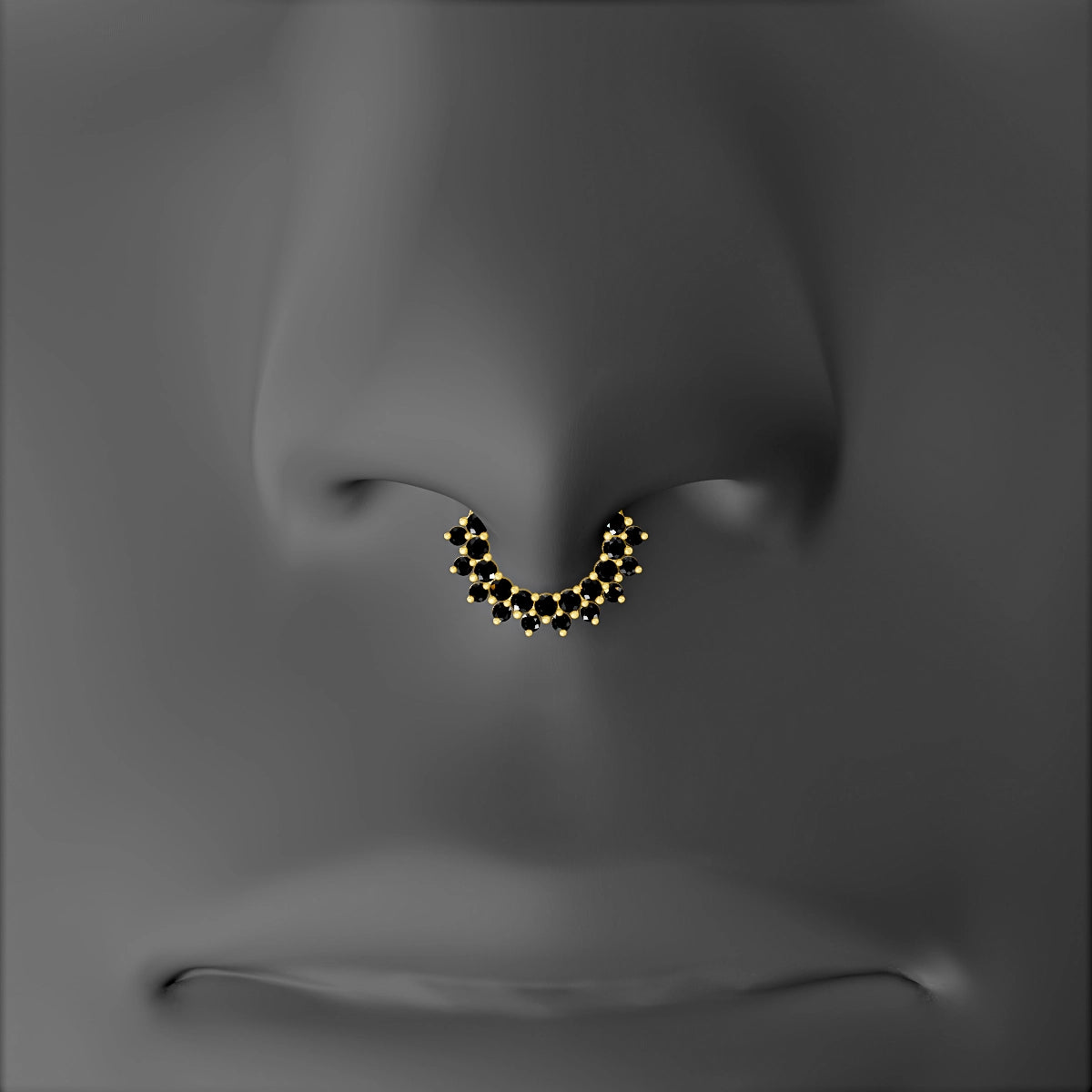 Danae | 18k Yellow Gold 6.5 mm Black Diamond Septum Piercing