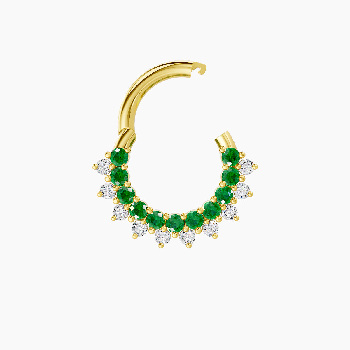 Danae | 18k Yellow Gold 6.5 mm Emerald & Diamond Septum Piercing