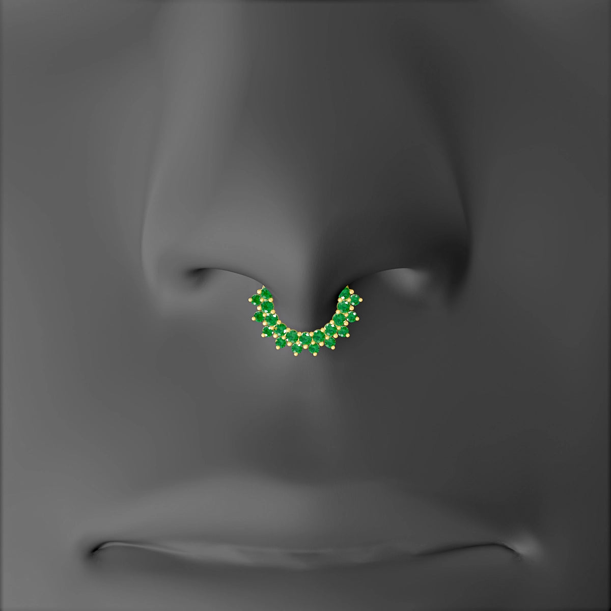 Danae | 18k Yellow Gold 6.5 mm Emerald & Diamond Septum Piercing