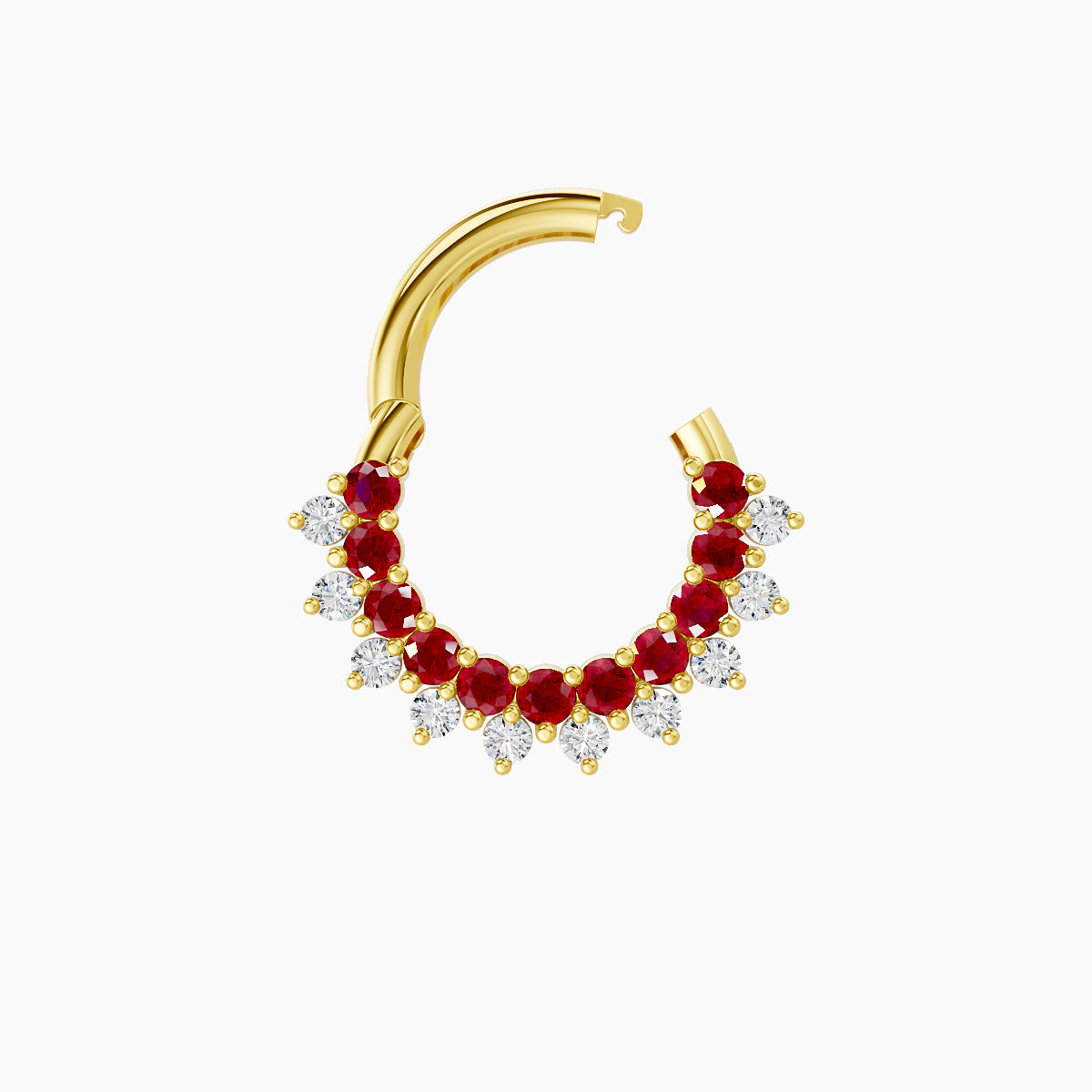 Danae | 18k Yellow Gold 6.5 mm Ruby & Diamond Septum Piercing
