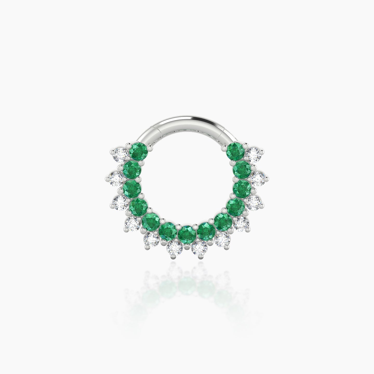 Danae | 18k White Gold 6.5 mm Emerald & Diamond Septum Piercing