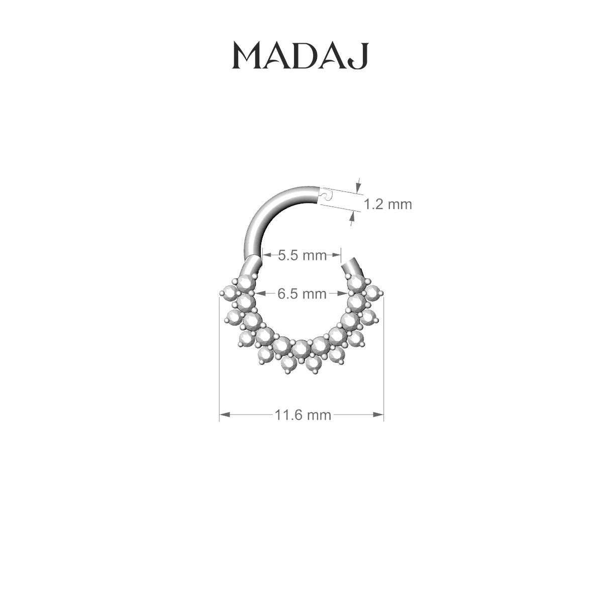 Danae | 18k Yellow Gold 6.5 mm Emerald & Diamond Septum Piercing