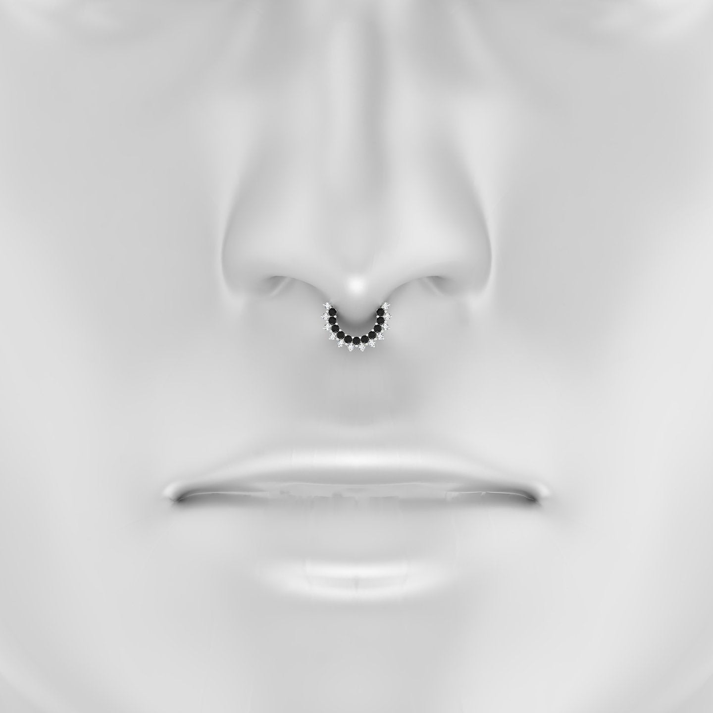 Danae | 18k White Gold 6.5 mm Black Diamond & Diamond Septum Piercing