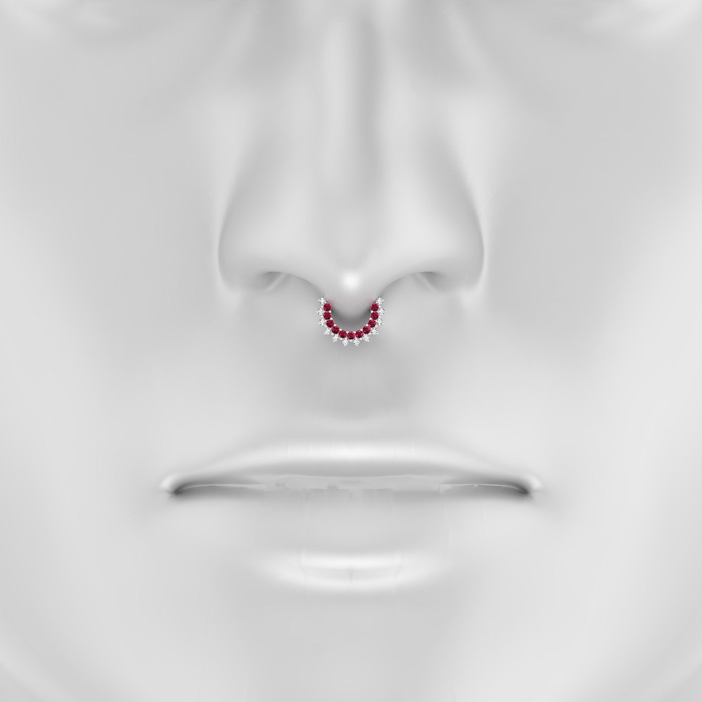 Danae | 18k White Gold 6.5 mm Ruby & Diamond Septum Piercing