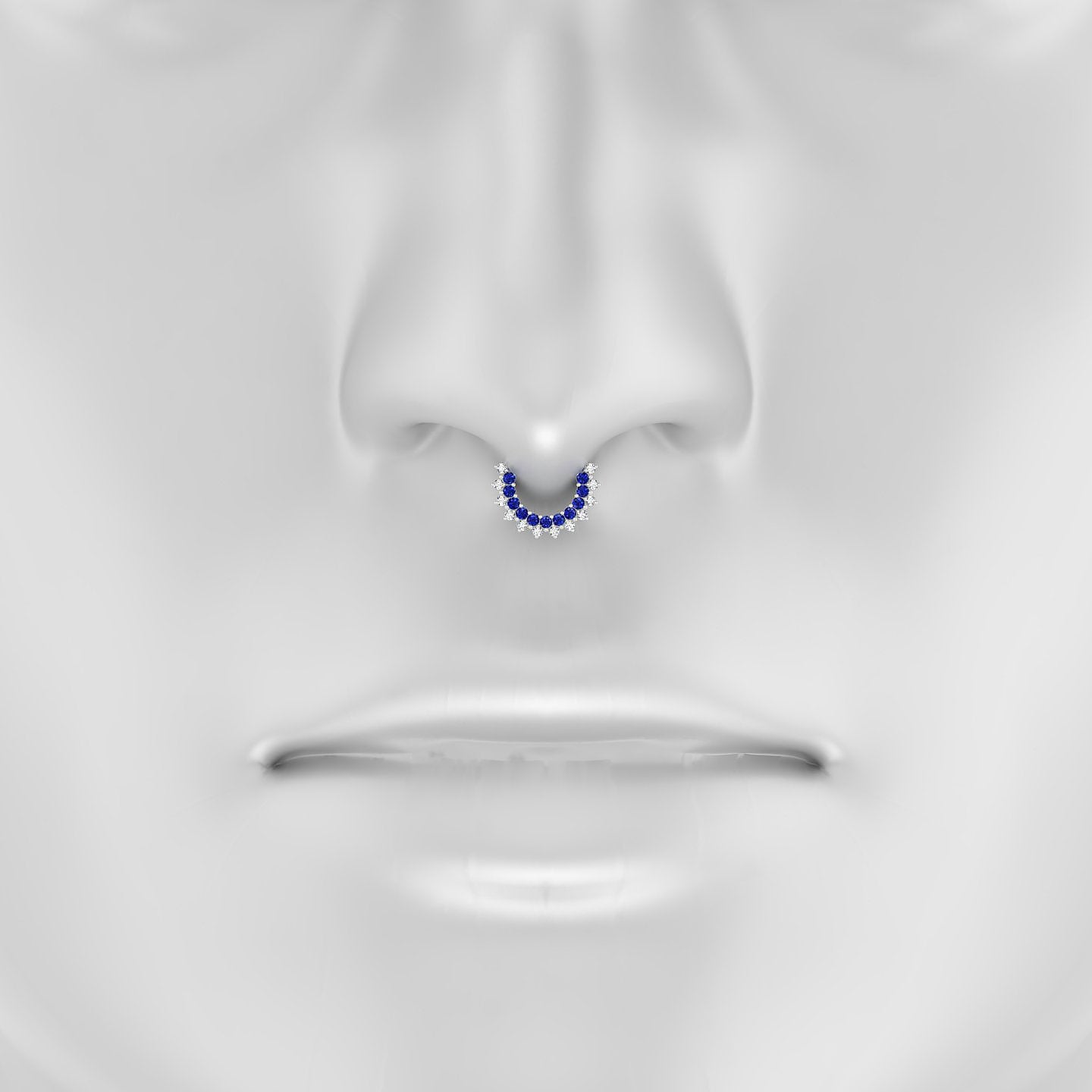 Danae | 18k White Gold 6.5 mm Sapphire & Diamond Septum Piercing