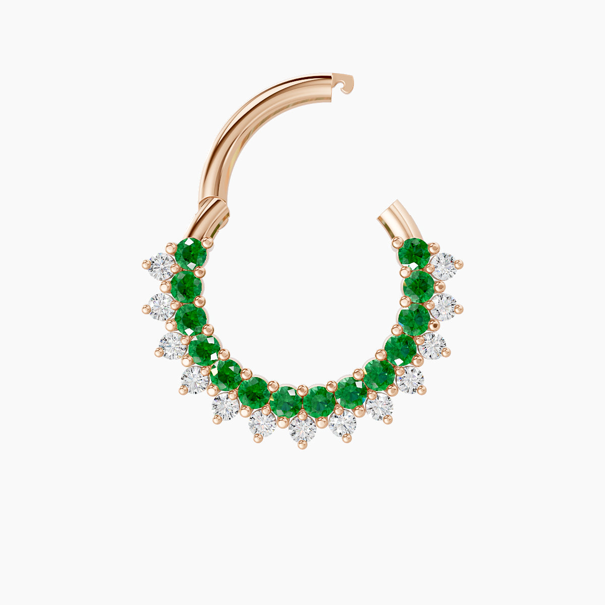 Danae | 18k Rose Gold 8 mm Emerald & Diamond Daith Piercing