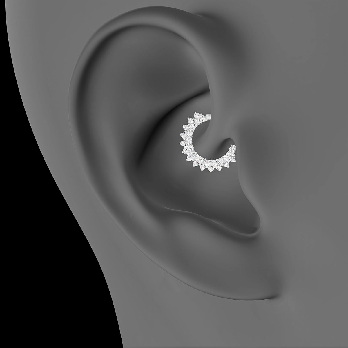 Danae | 18k White Gold 8 mm Diamond Daith Piercing