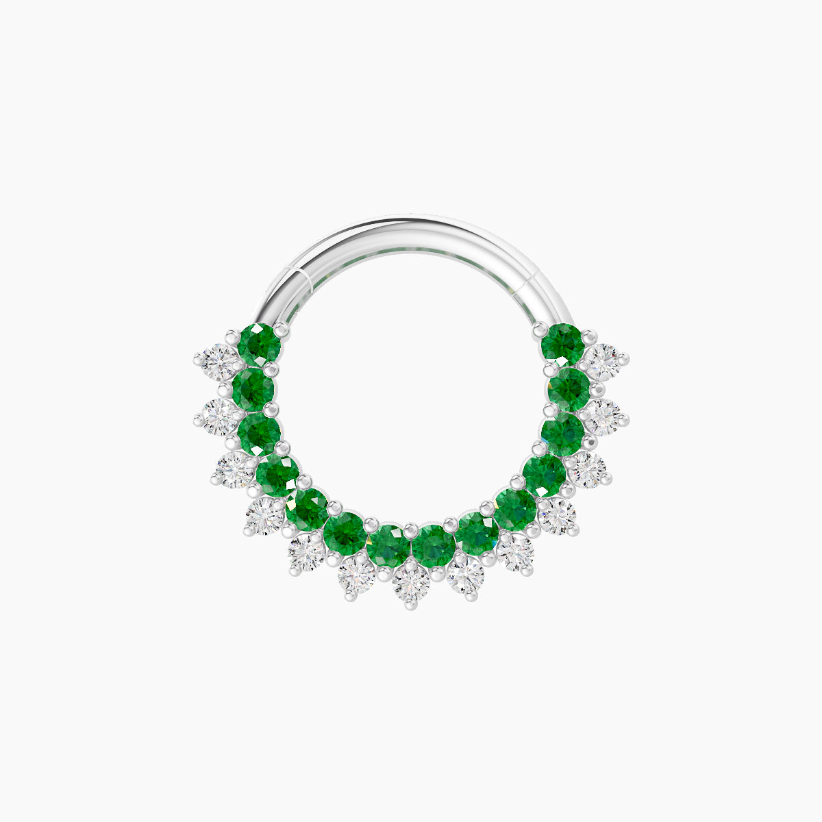 Danae | 18k White Gold 8 mm Emerald & Diamond Daith Piercing