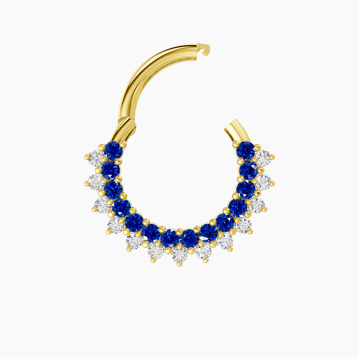 Danae | 18k Yellow Gold 8 mm Sapphire & Diamond Daith Piercing