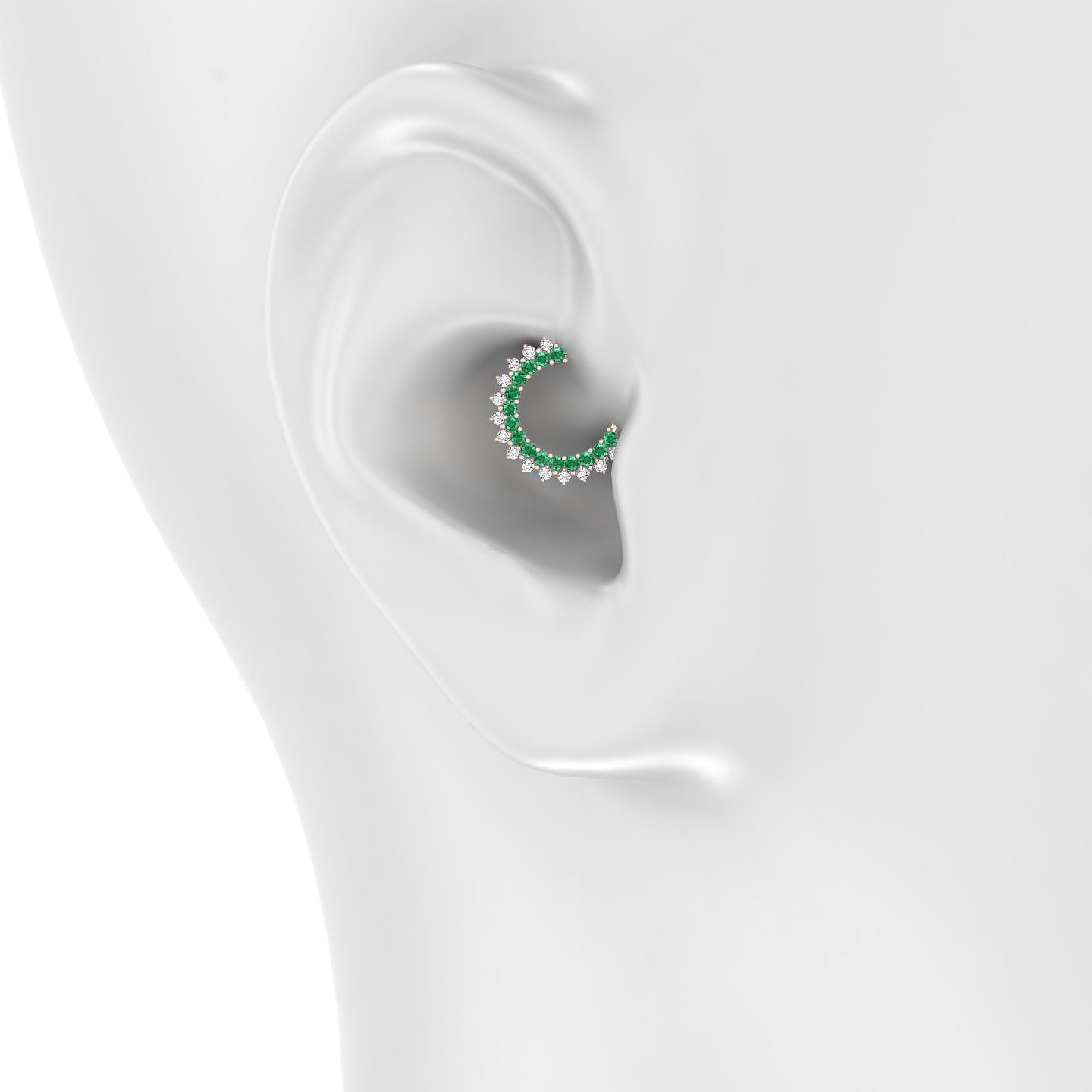 Danae | 18k Rose Gold 8 mm Emerald & Diamond Daith Piercing