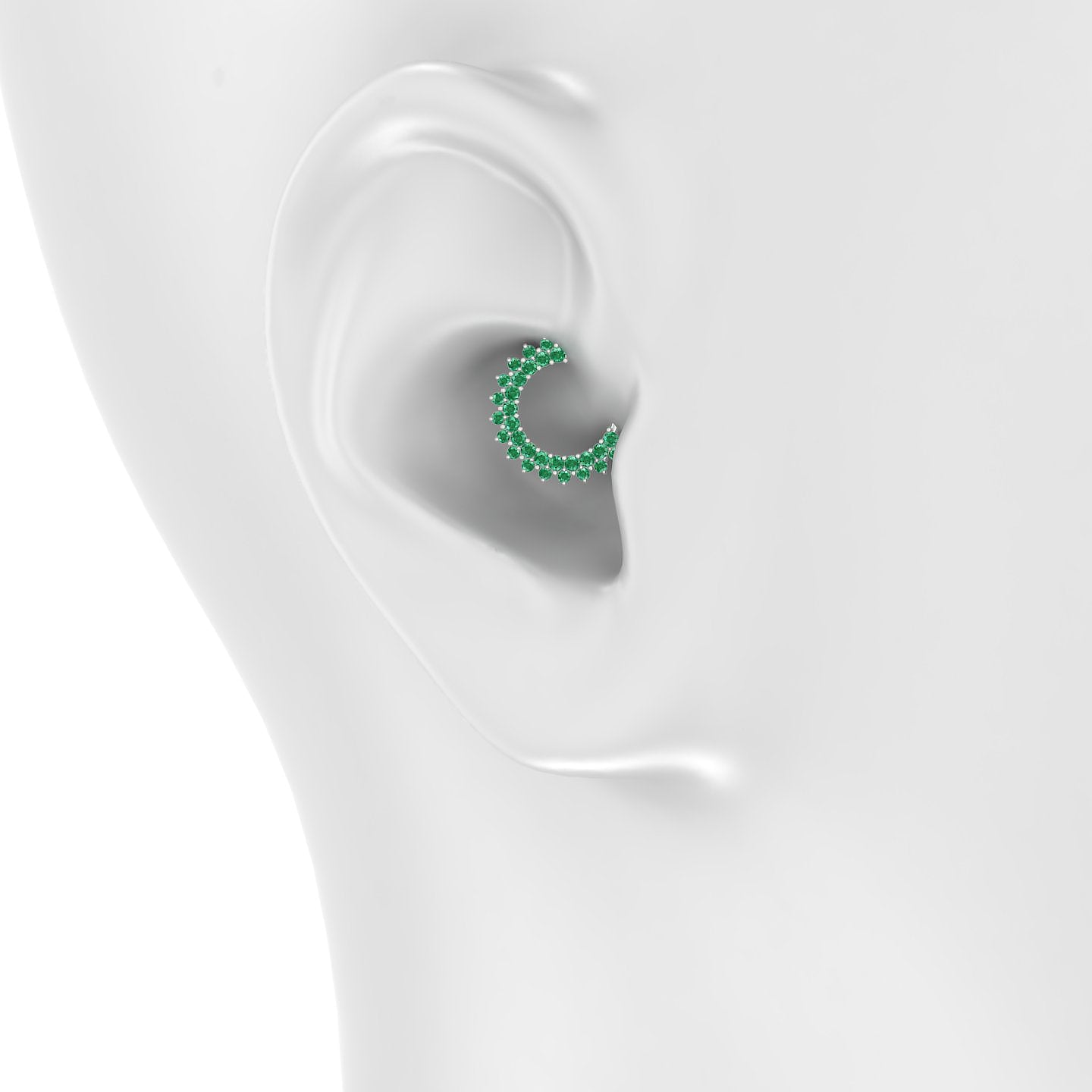 Danae | 18k White Gold 8 mm Emerald Daith Piercing