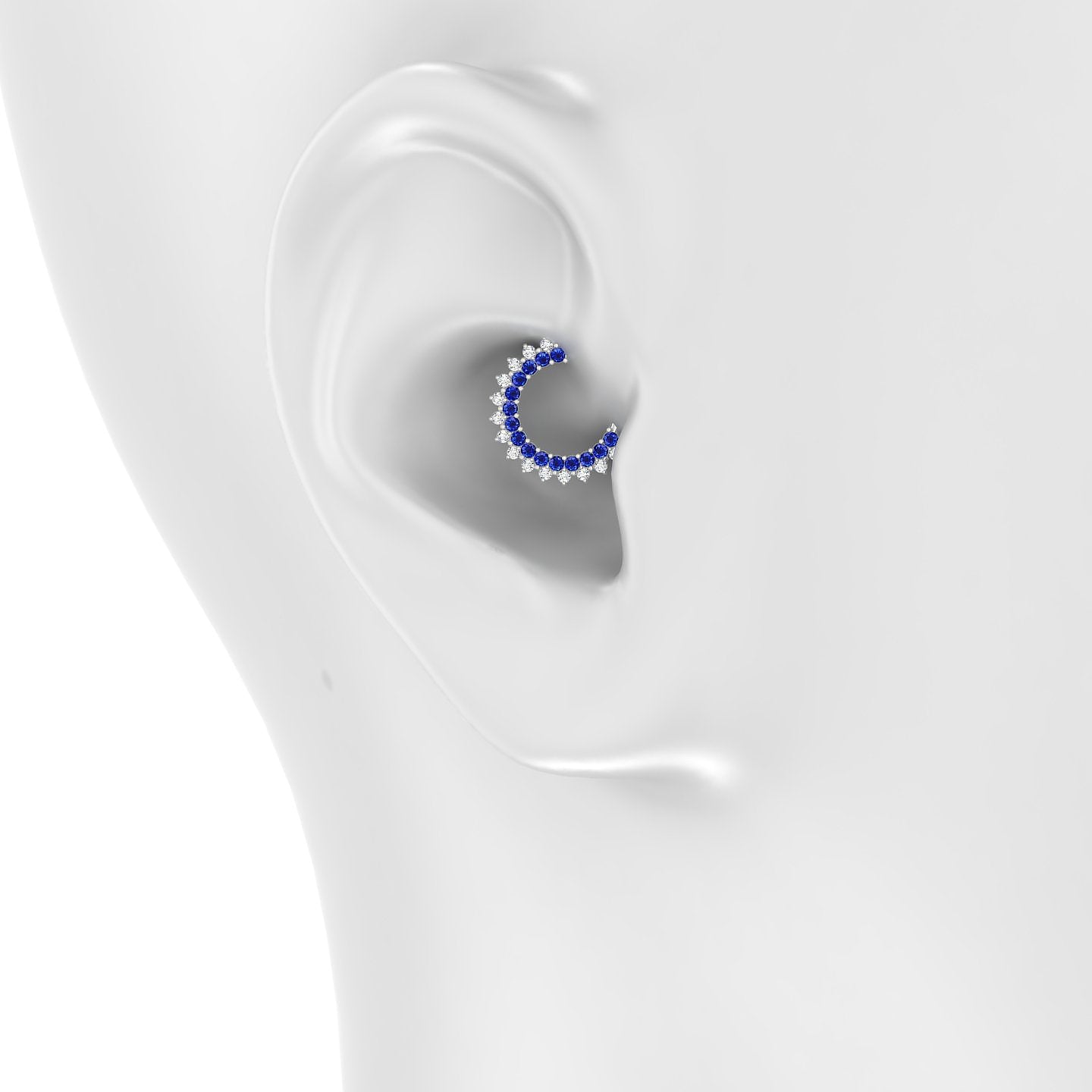 Danae | 18k White Gold 8 mm Sapphire & Diamond Daith Piercing