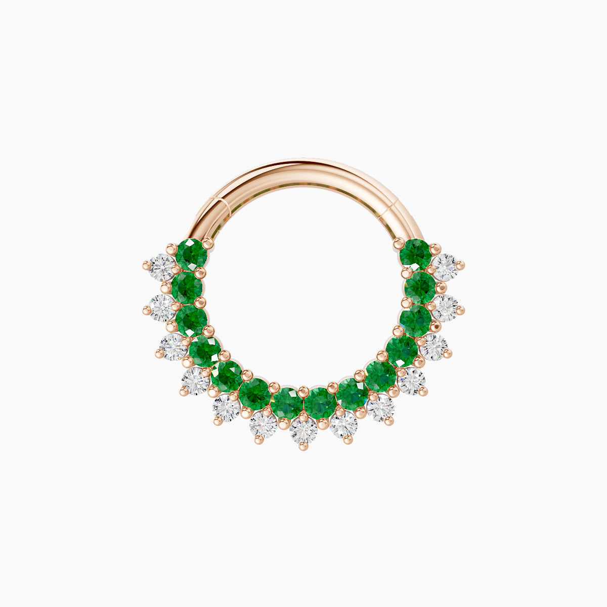 Danae | 18k Rose Gold 8 mm Emerald & Diamond Septum Piercing