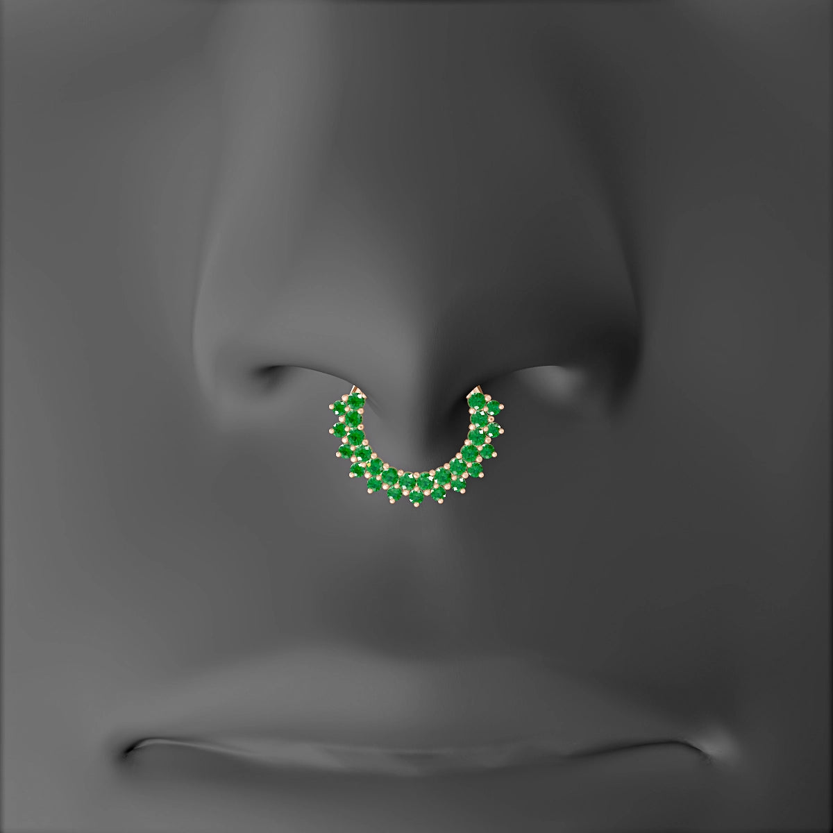 Danae | 18k Rose Gold 8 mm Emerald & Diamond Septum Piercing
