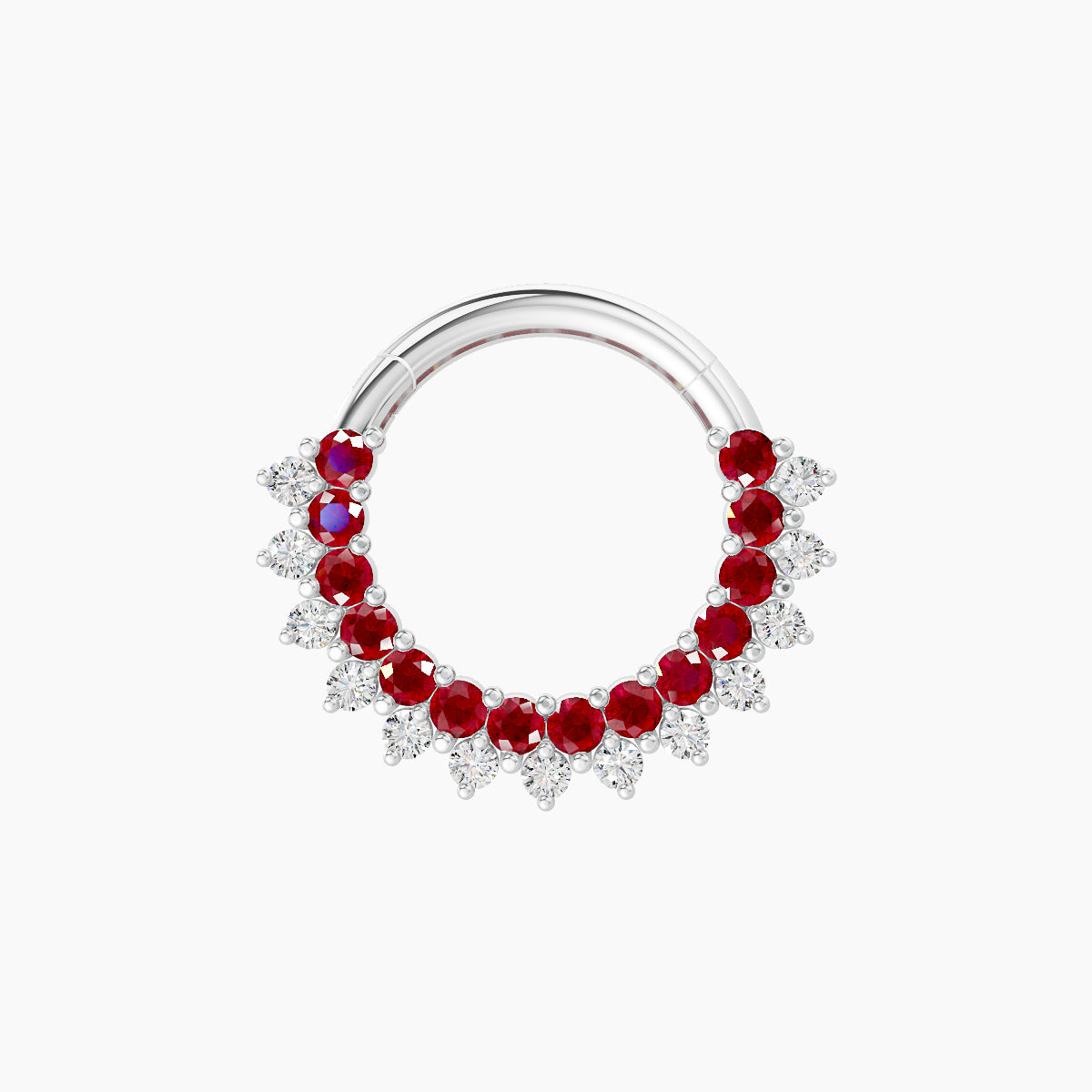Danae | 18k White Gold 8 mm Ruby & Diamond Septum Piercing