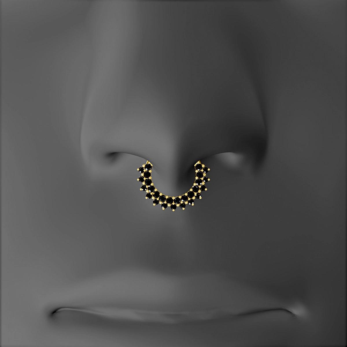 Danae | 18k Yellow Gold 8 mm Black Diamond Septum Piercing