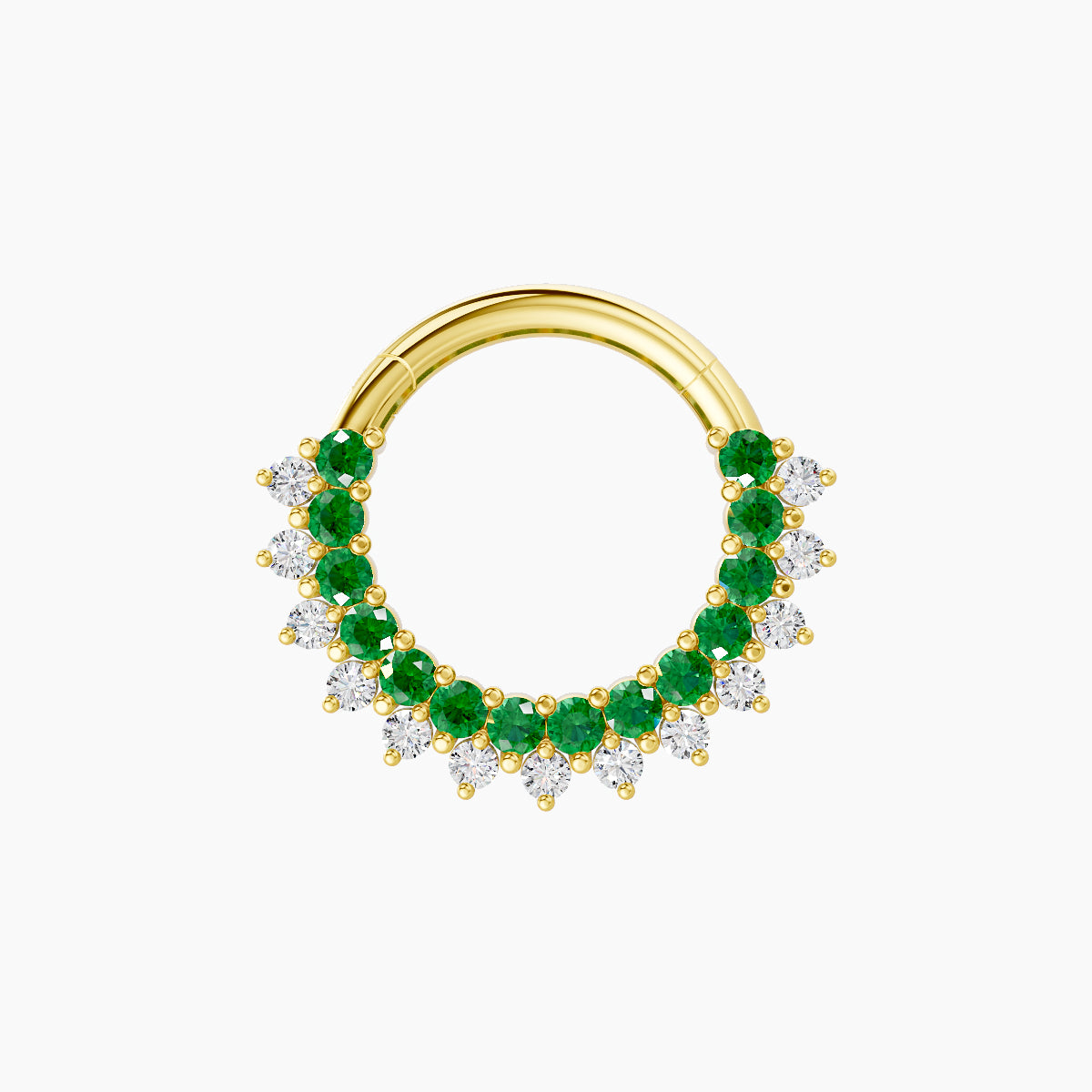 Danae | 18k Yellow Gold 8 mm Emerald & Diamond Septum Piercing